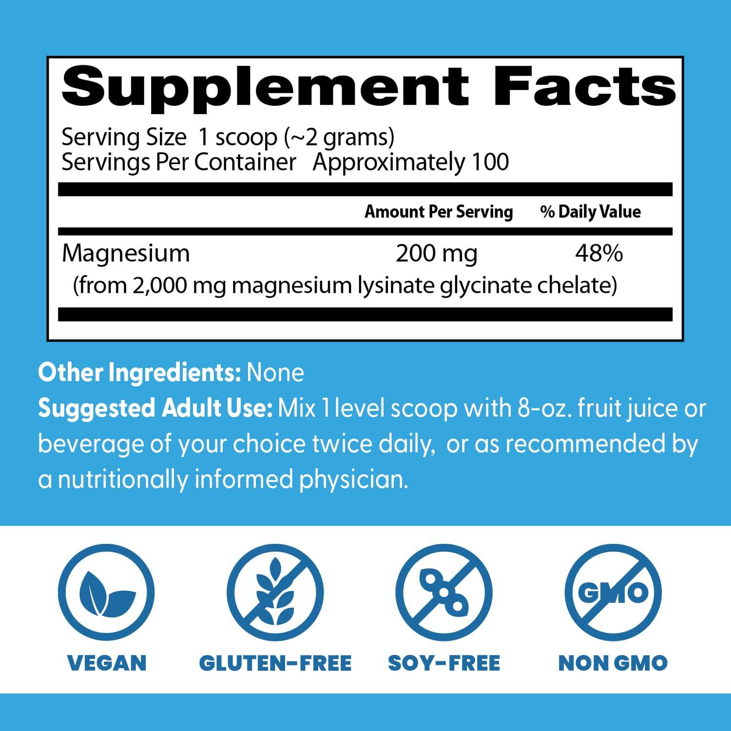 Doctor\'s BEST Doctor\'s Best High Absorption Magnesium Glycinate Lysinate, 100% Chelated, Non-GMO, Vegan, Gluten Free, Soy Free, 200 Grams