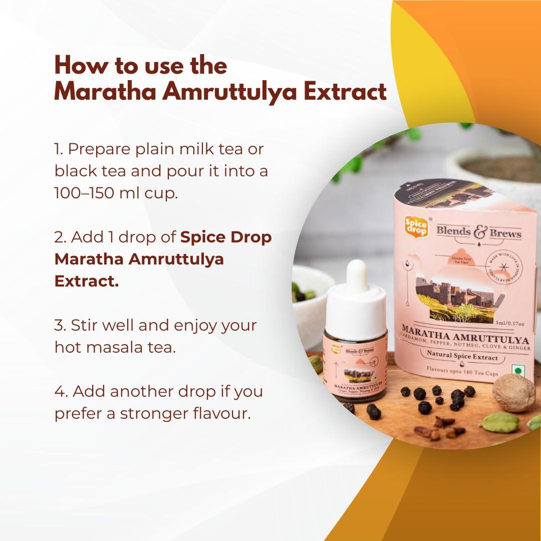 Spice Drop Spice Drop Maratha Amruttulya Chai Masala Extract | Contains Ginger, Clove & Nutmeg | Flavors 180 cups | 5ML equals 125 grams of powder | No preservative | 1 drop per cup | Tea Masala Drops