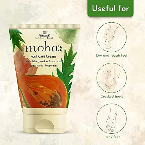 Moha: moha: Foot Cream For Rough, Dry and Cracked Heel, Feet Cream For Heel Repair With Benefits Of Aloe Vera, Papaya & Peppermint (Nail + Foot Care 100ml Each)