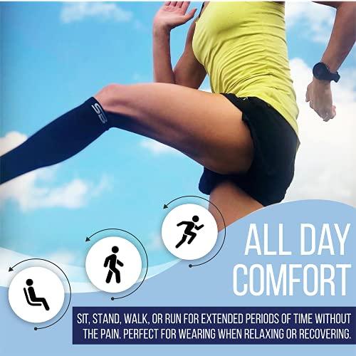 SB SOX SB SOX Lite Compression Socks (15-20mmHg) for Men & Women - Best Stockings for Running, Medical, Athletic, Edema, Diabetic, Varicose Veins, Travel, Pregnancy, Shin Splints, Nursing. (Black/Blue, S/M)