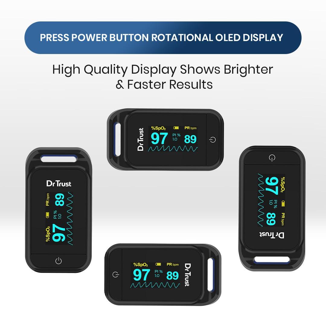 Dr Trust Dr Trust USA Fingertip Blood Oxygen Saturation Monitor -218, SPO2, PI & Heart Rate Pulse Oximeter with OLED Display For Pulse Oximetery