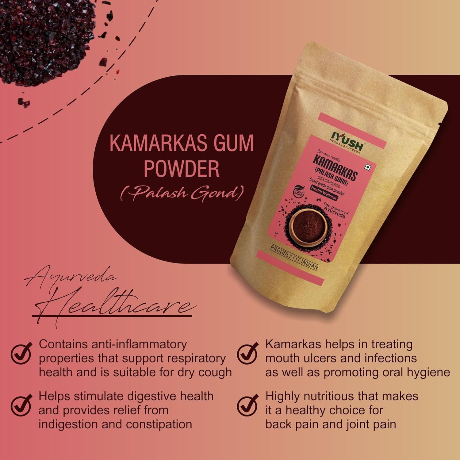 IYUSH IYUSH Herbal Ayurveda Kamarkas Powder | Kamarkas Gondh | Kamarkas Gum | Kamar Kas | Palash Gond Powder | Kamar Kass | Butea Monosperma | 900gm