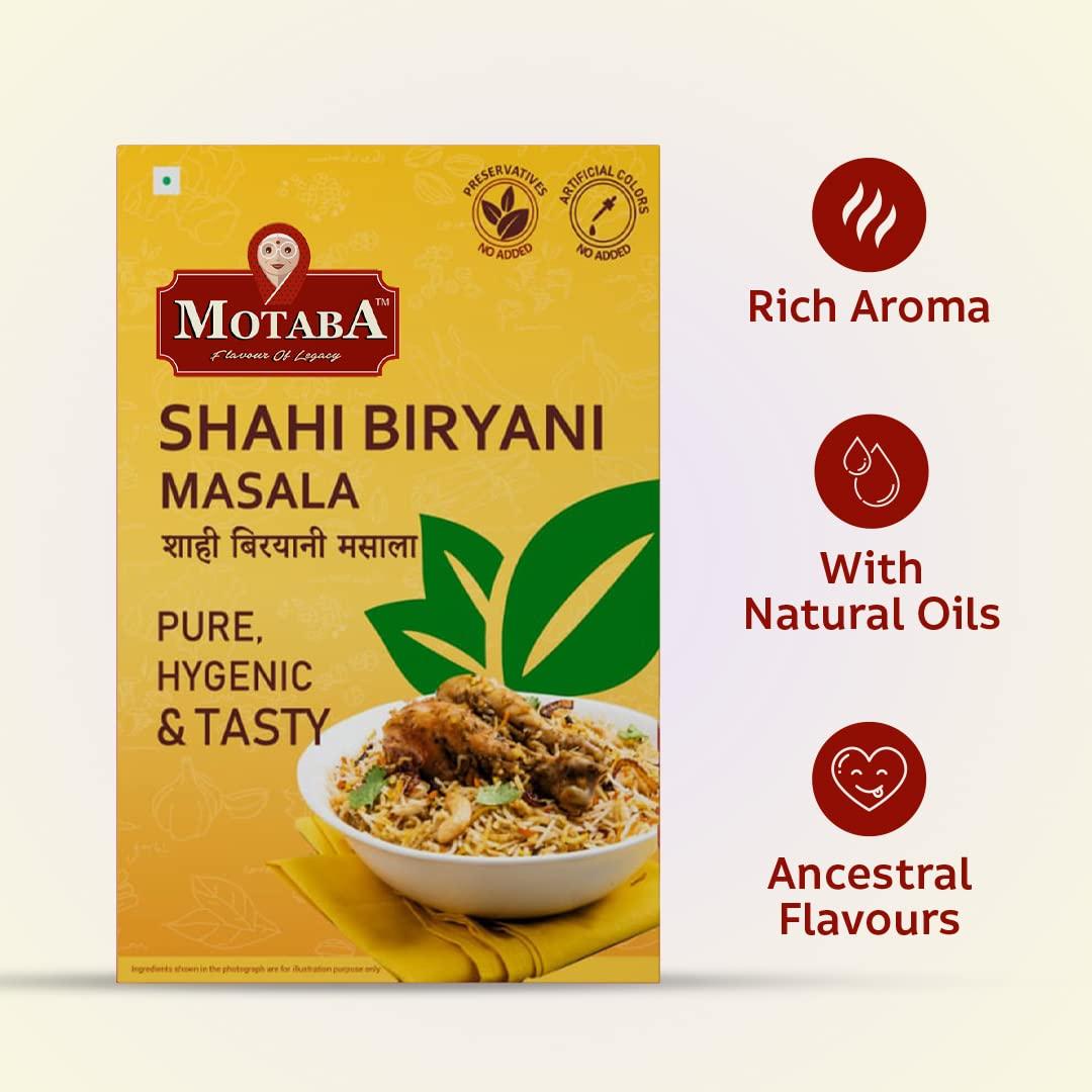 MOTABA Motaba Delicious Shahi Biryani Masala 100 Gram/Natural,Premium Spices Blends & Aromatic | No Preservatives & No Artificial Color/Delicious & Flavourful Cooking (100Gram, Pack of 1)