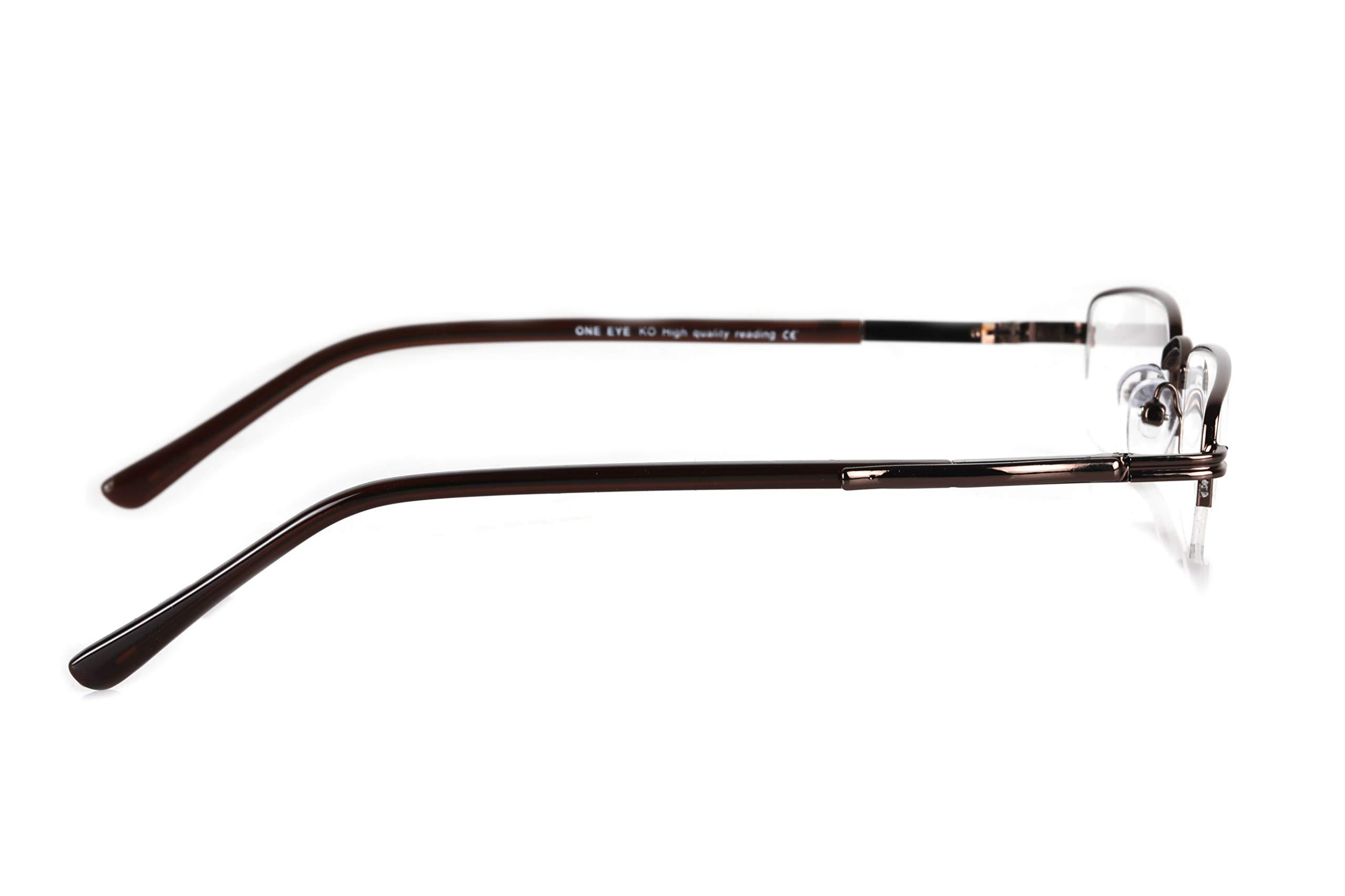 IMPULSE IMPULSE Metal Half Rim Near Vision Reading Glasses For Men and Women (+2.00, Brown)