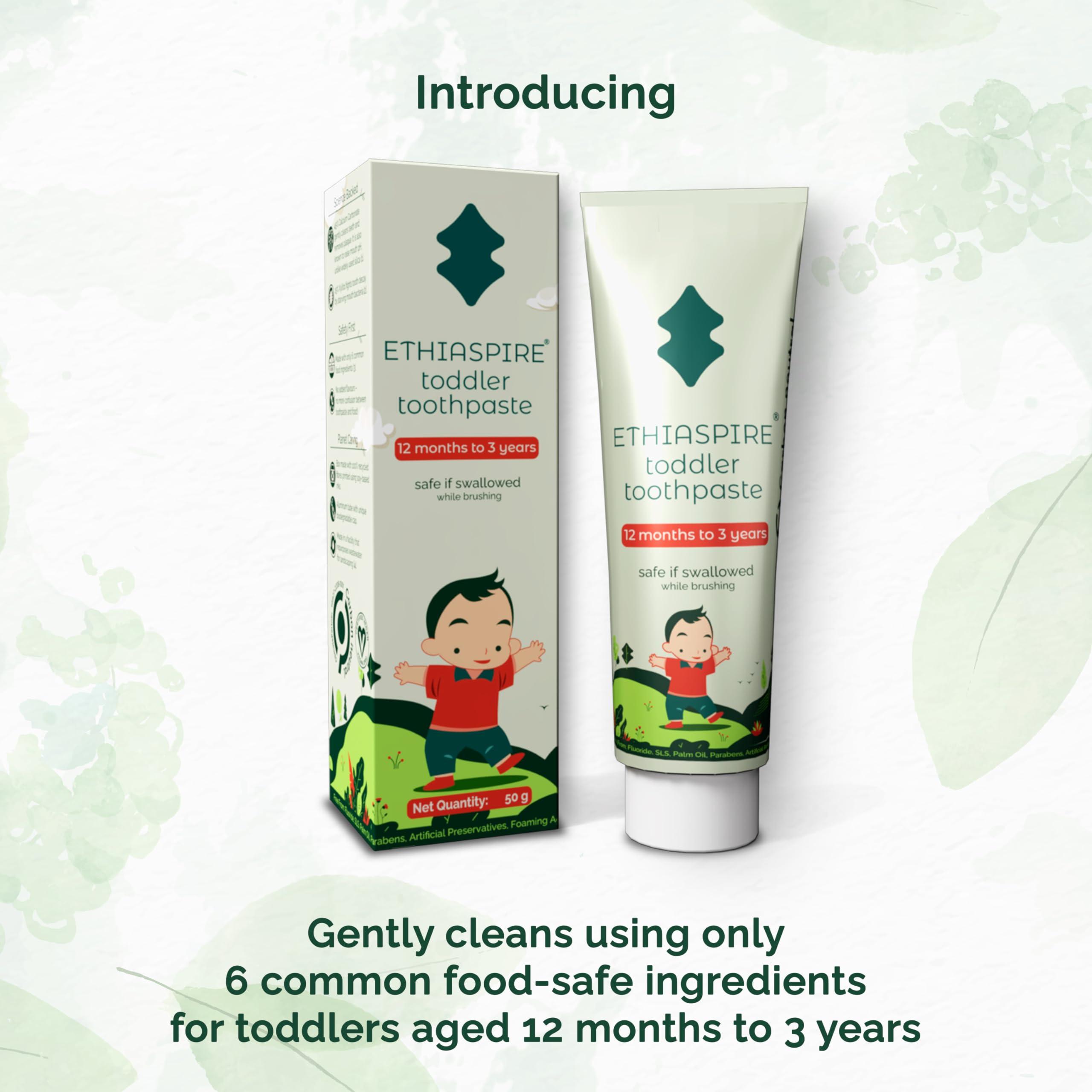Ethiaspire Ethiaspire Toddler Oral Health Toothpaste|Safe If Swallowed|Eco-Friendly Kids Toothpaste With Carbon Offset|No Added Flavor Or Color|Vegan Toothpaste For 1 To 3-Year-Olds|Pack Of 1 (50G)