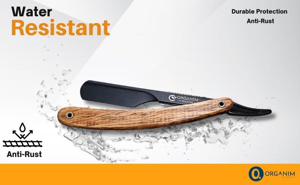 ORGANIM Care Products Organim care products Gentalmen Use Straight Edge Wooden Barber Stainless Steel Sliding Shaving Razor
