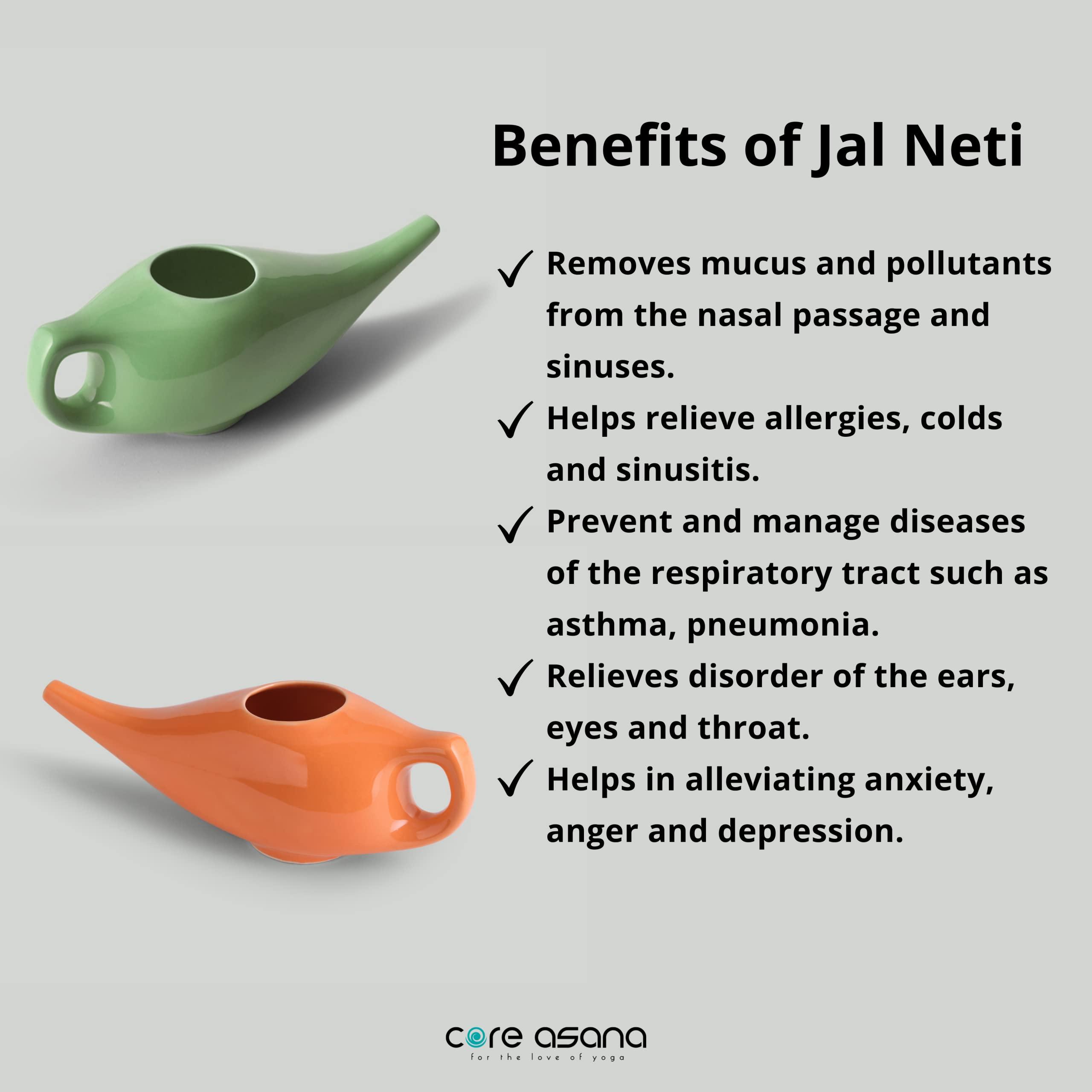 Core Asana Core Asana Ceramic Jal Neti Pot Non-Metallic and Lead Free Comfortable Grip Natural Treatment for Sinus Congestion, Yoga Neti Pot (Amber)