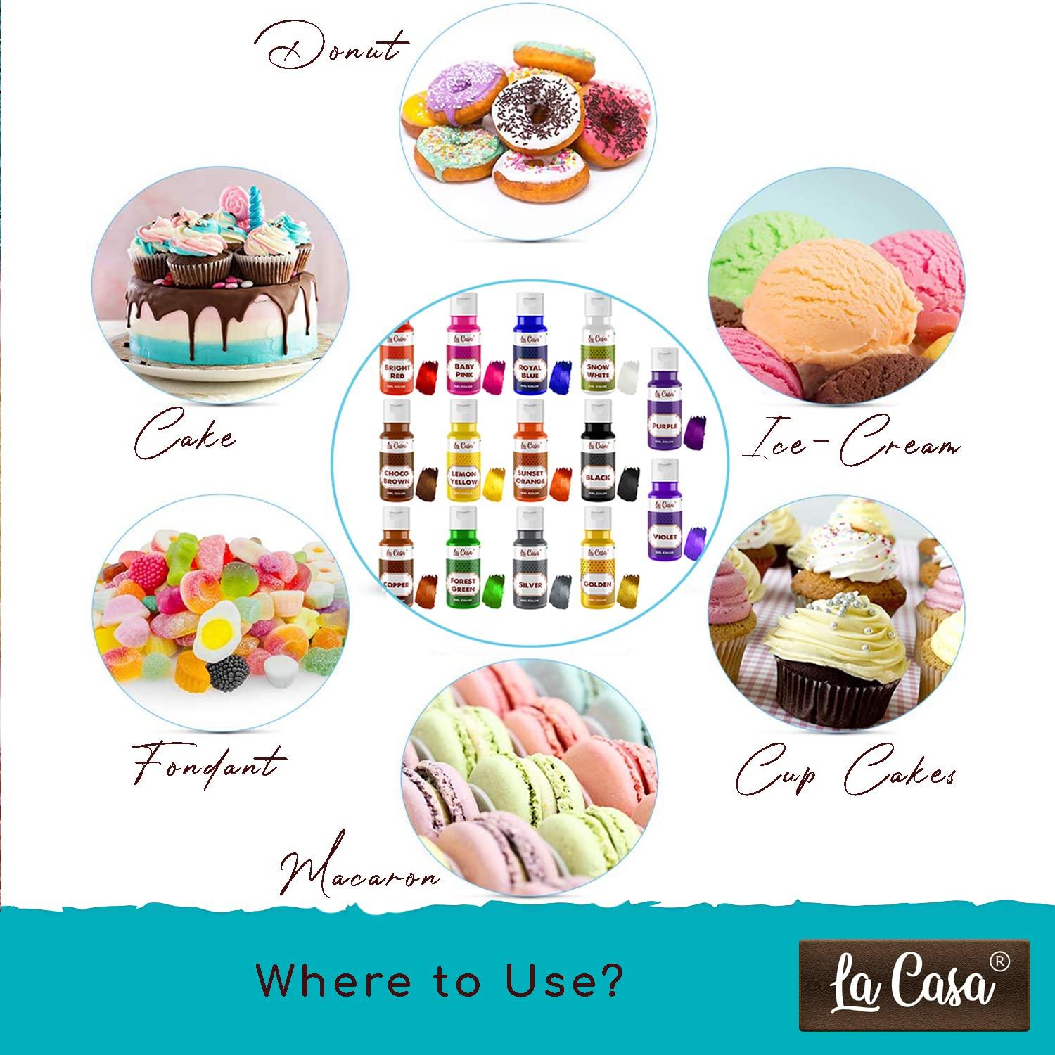 La Casa La Casa Metallic Gel Food Color - SILVER | Concentrated, Vegan & Gluten Free | For Icing, Fondant, Slime & Baking | 40ml |