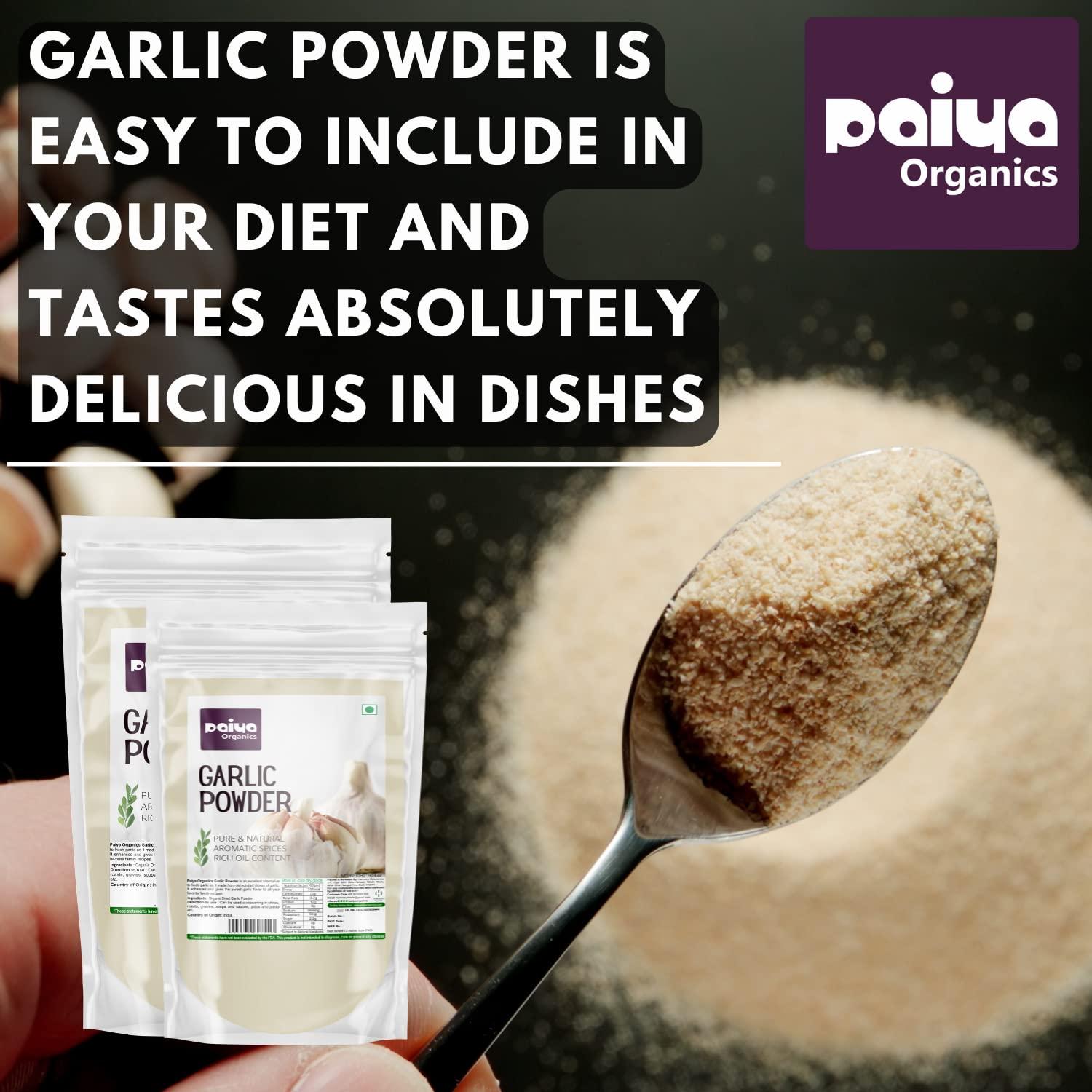 paiya organics Paiya Organic 2x100gm Dry Garlic Powder Pure & Natural Organic No added peservative great for flavouring mayonnaise and tomato ketchup, sauces, salad dressings, gravies (200gm)