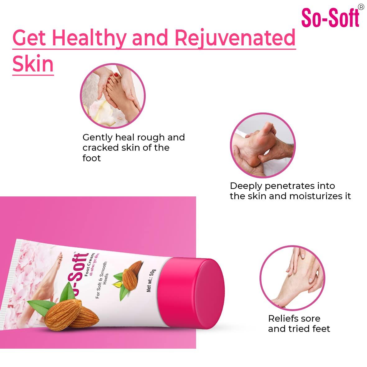 SO SOFT So-Soft Cracked Heel Repair Cream With Almond, Eucalyptus and Neem Extracts for Both Men & Women - (Pack of 3 X 50g)