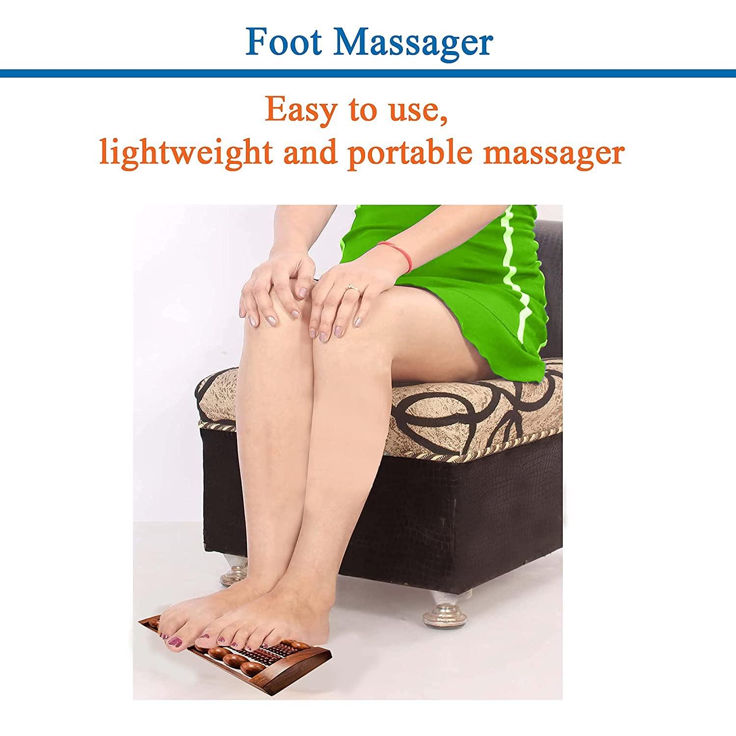 CraftsCollectionStore Crafts Collection Store Foot Wooden Massager with Multi Roller 13"| Rosewood Unisex Massager for Full Body Pain Relief | Relieves Muscle Pain | Gives Acupressure on Bottom of Foot