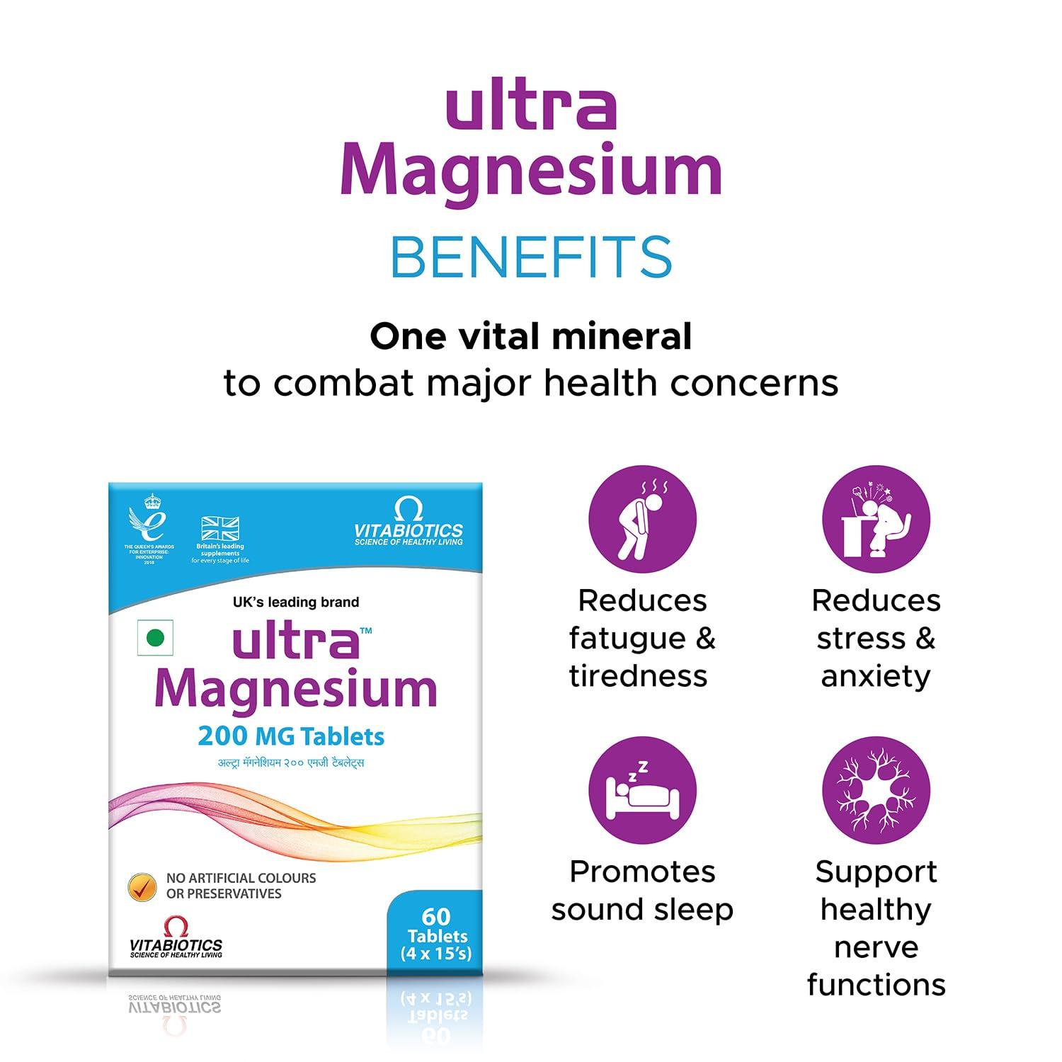 Ultra Ultra Magnesium 200Mg Tablets Provide Antioxidant Support | 60 Tablets