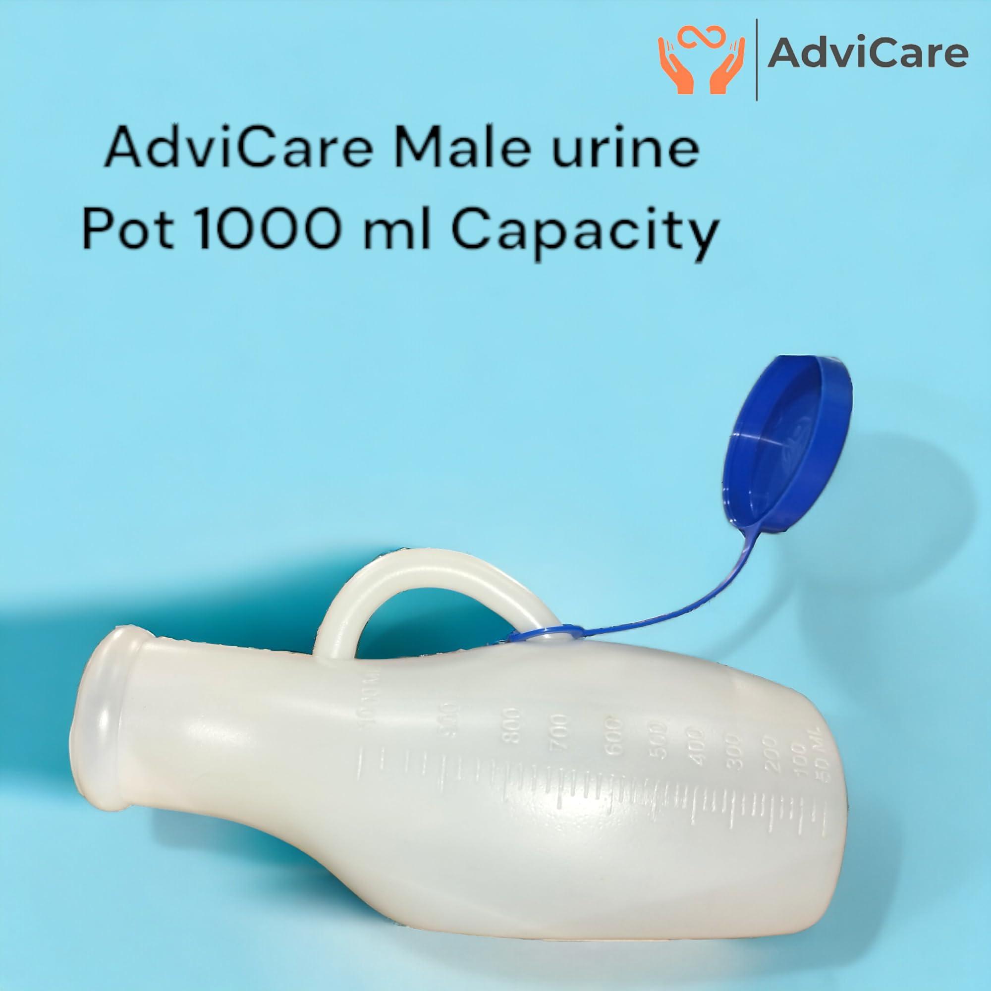 AdviCare AdviCare Male Urine Pot 1000ml Capacity Portable Urinal for Men Spill-Proof Design for Travel, Camping, and Outdoor Use-Pack of 2