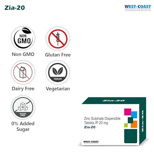 WESTCOAST WEST-COAST Zia-20 Zinc Sulphate 20mg 10x10 tablets for Zinc deficiency, enhanced Immune Support, Nutrient Absorption & Overall Wellness.