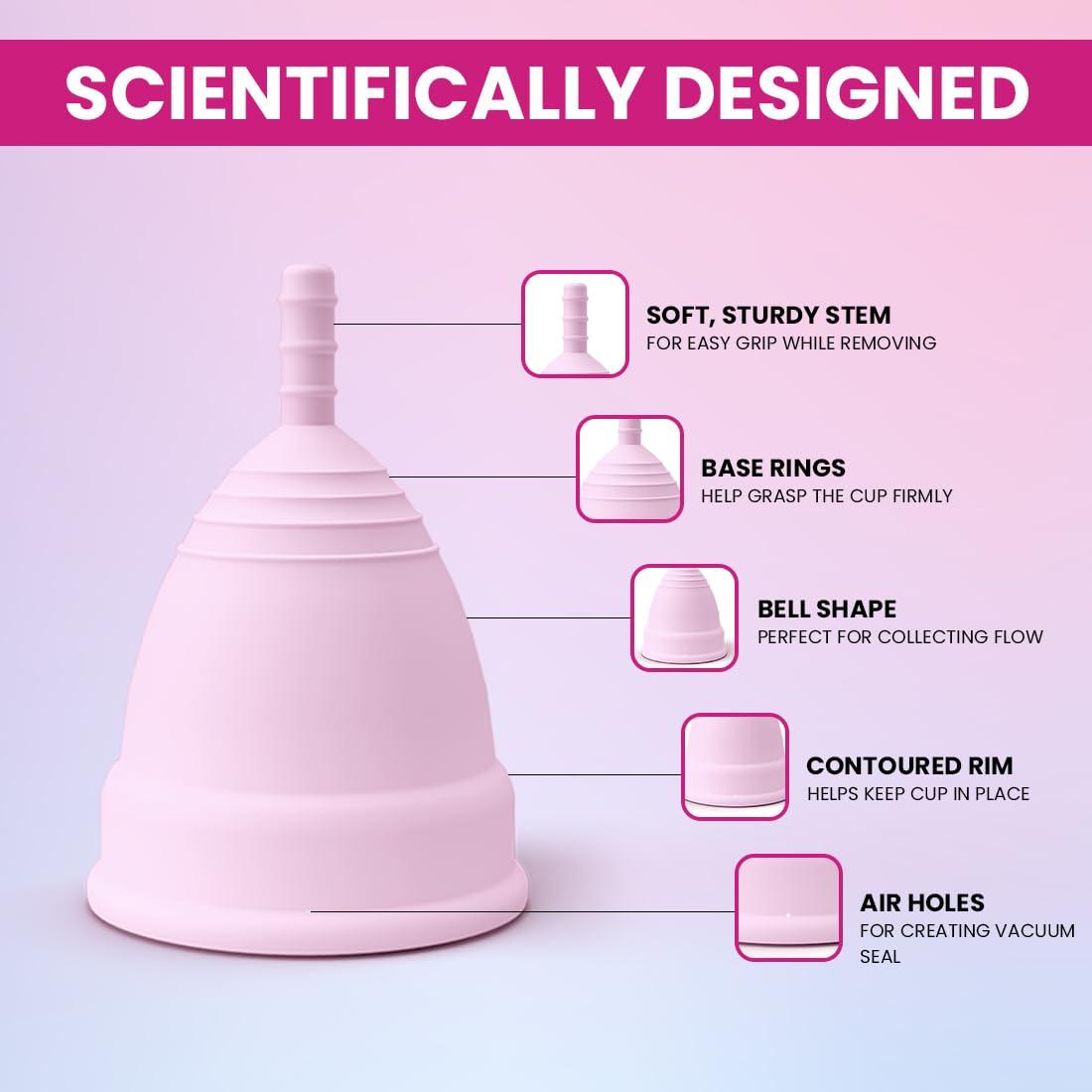 Everteen everteen Medium Menstrual Cup for Periods | Odor-Free, Rash-Free, No Leakage | 12-Hour Protection | Reusable For Up To 10 Years | Medical-Grade Silicone | Free Pouch | Sanitary Cup for Feminine Hygiene - 1 Pack