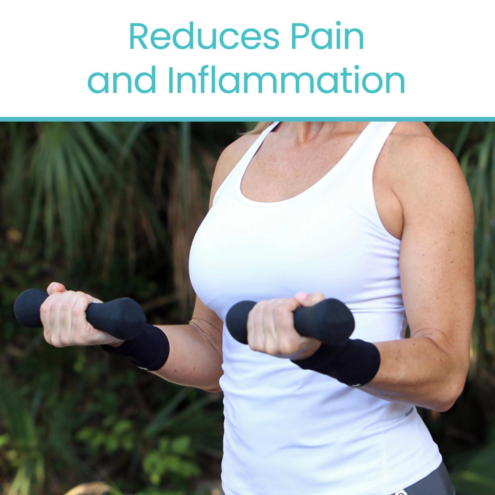 VIVE Vive Wrist Sweatbands (Pair) - Bamboo Charcoal Compression Wristband - Athletic Support for Carpal Tunnel Pain Relief, Arthritis, Tendonitis and Tennis (Black, Large/X-Large)