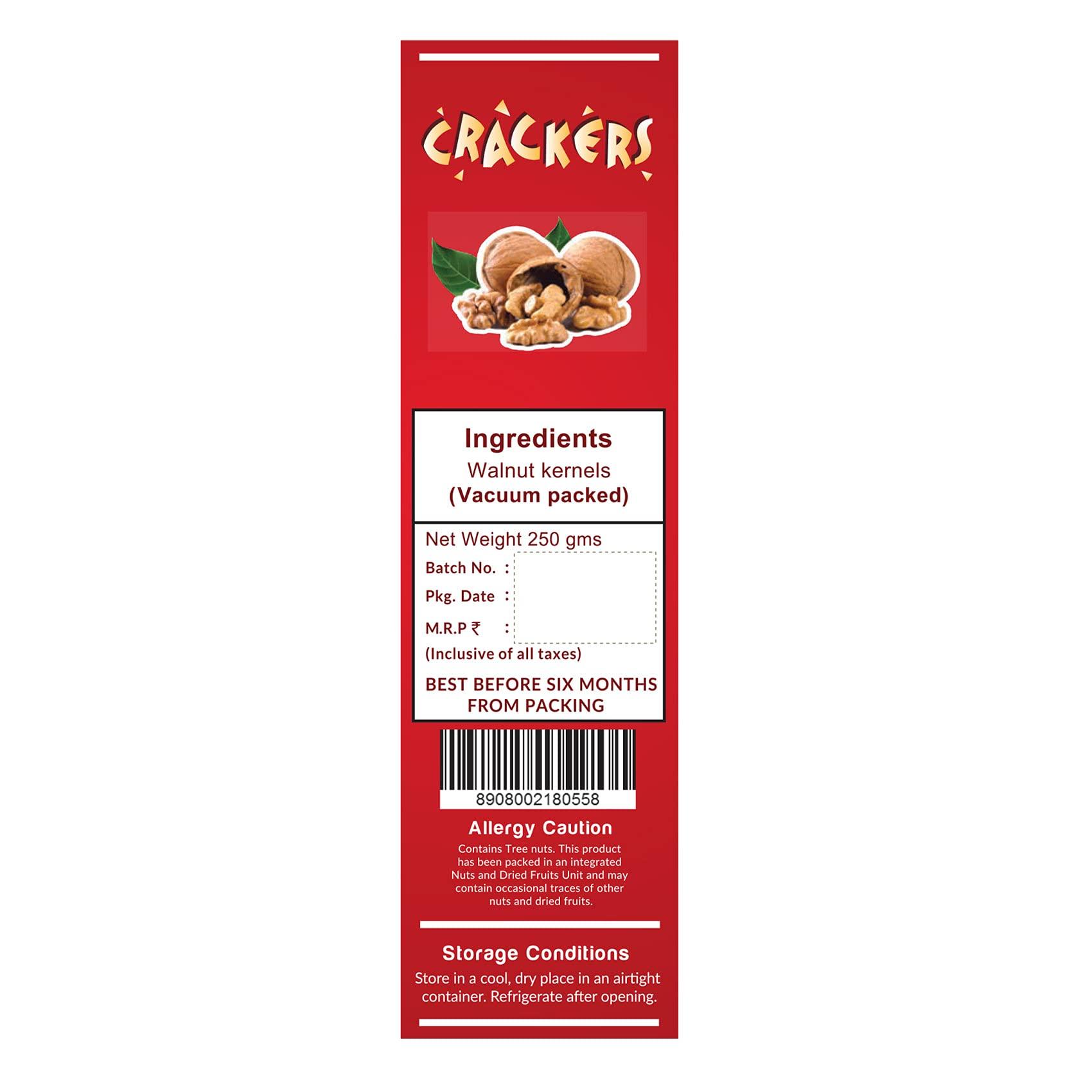 GO Go Crackers Amber Broken Walnuts Kernels (Without Shell) 2kg, 250g x 8 | Walnuts Dry Fruits | Organic Walnuts | Kashmiri Walnuts Kernels for Snacking & Baking