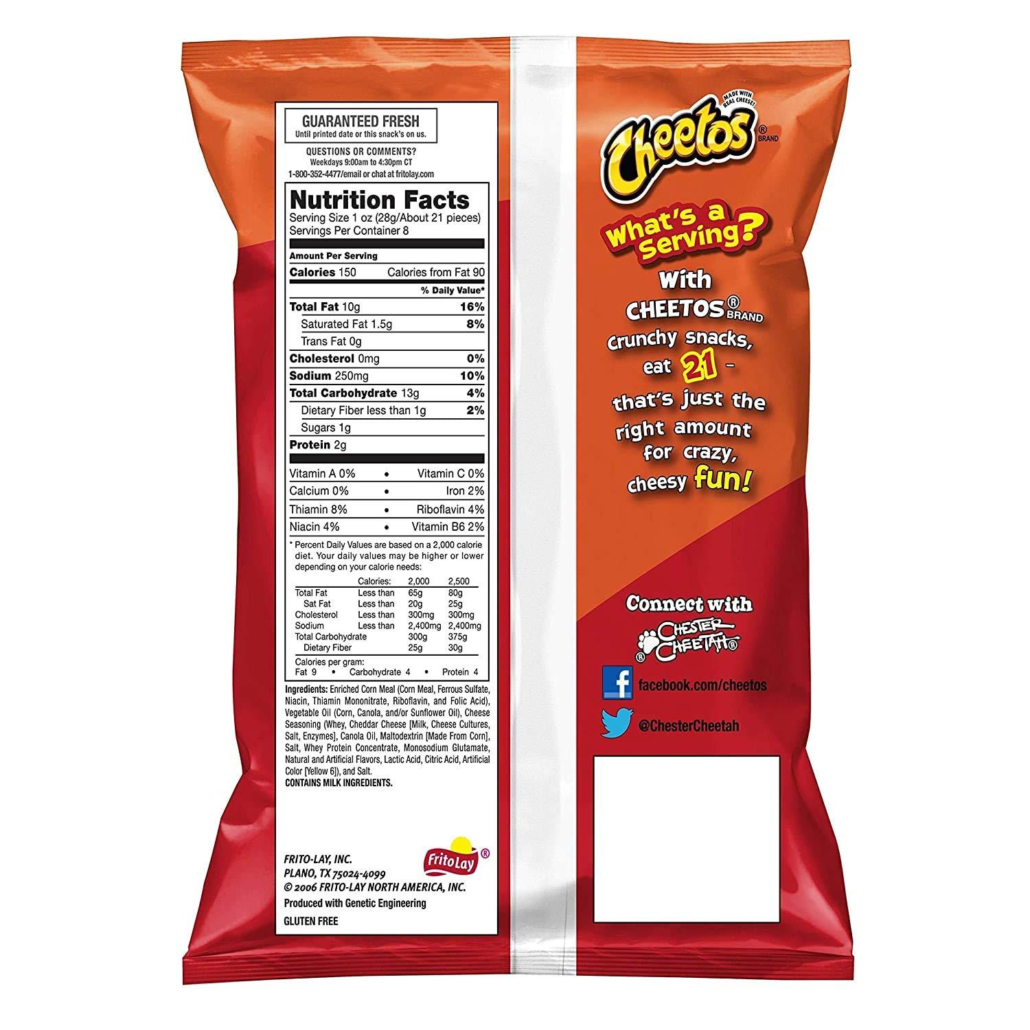 Doritos Doritos Frito-Lay Cheetos Crunchy Pouch (Imported), Each 226.8G (Pack Of 2) - Cheese, 453.6 G
