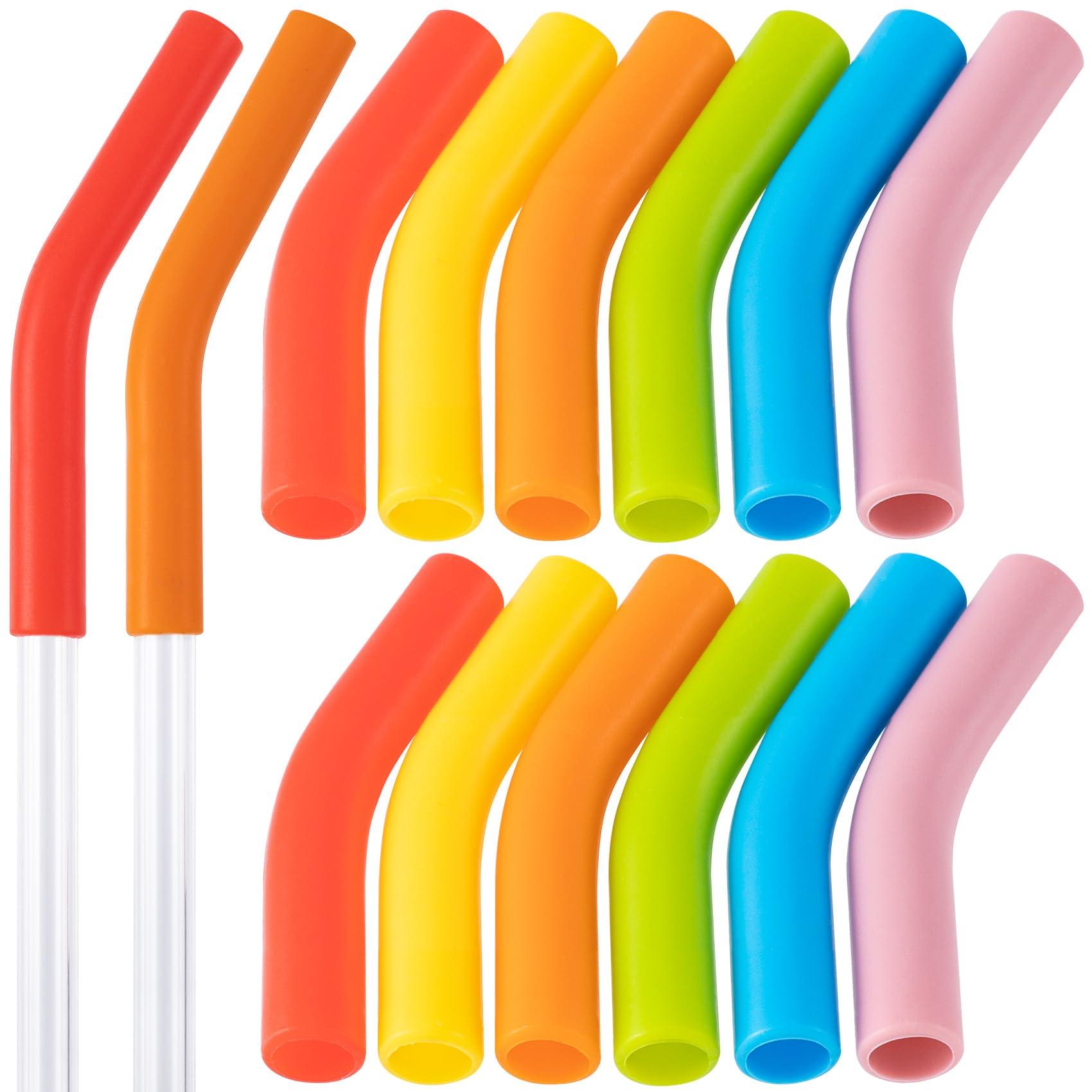 HINZIC HINZIC 12Pcs Reusable Silicone Straw Tips 5/16\"Wide(8mm Outer Diameter) Multi-color Food Grade Rubber Straw Covers Flex Elbow Hydraflow Straw Replacement Tip for Metal Straws