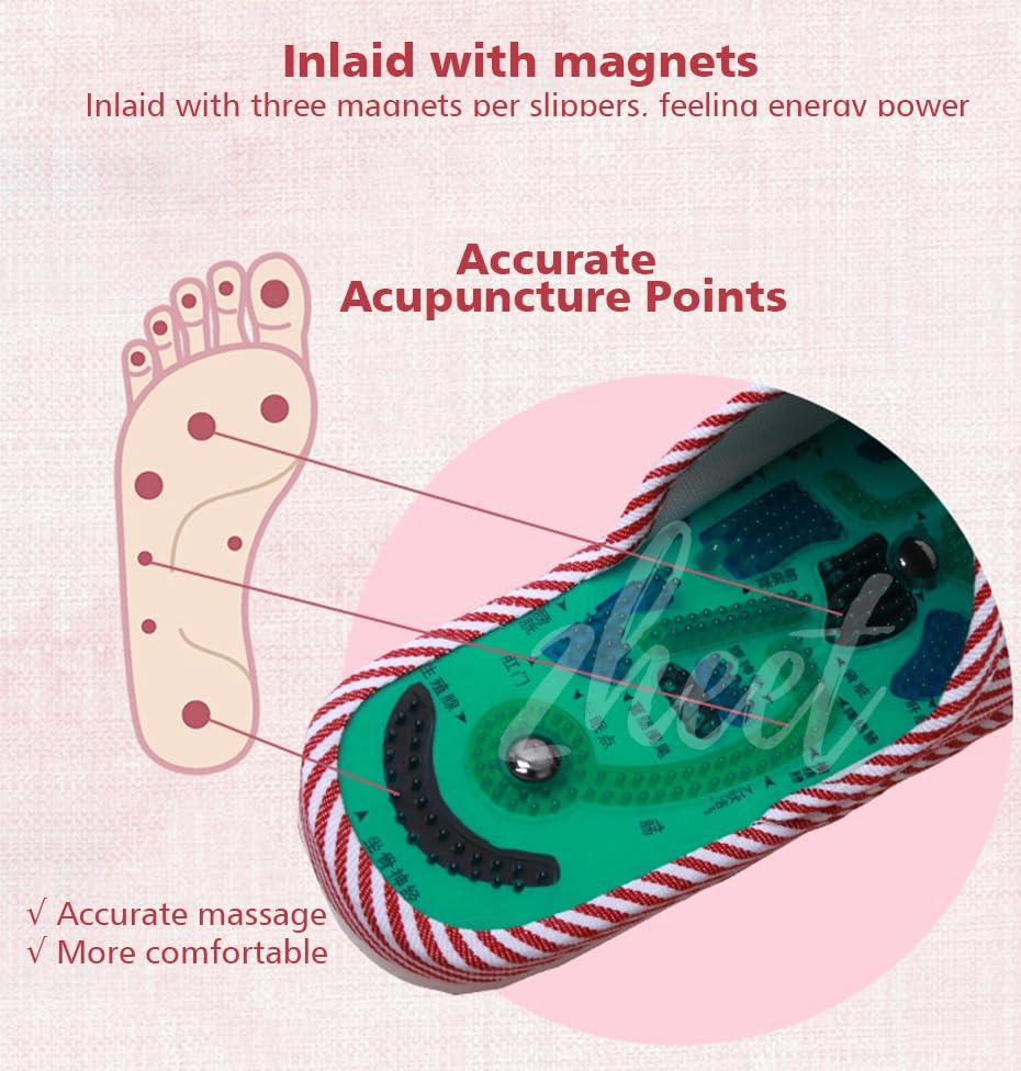 2heet 2heet Acupressure Massage Slippers, Reflexology Foot Massager Slippers Magnetic Massage Foot Acupoint Slipper for Men Women(Size:25cm)