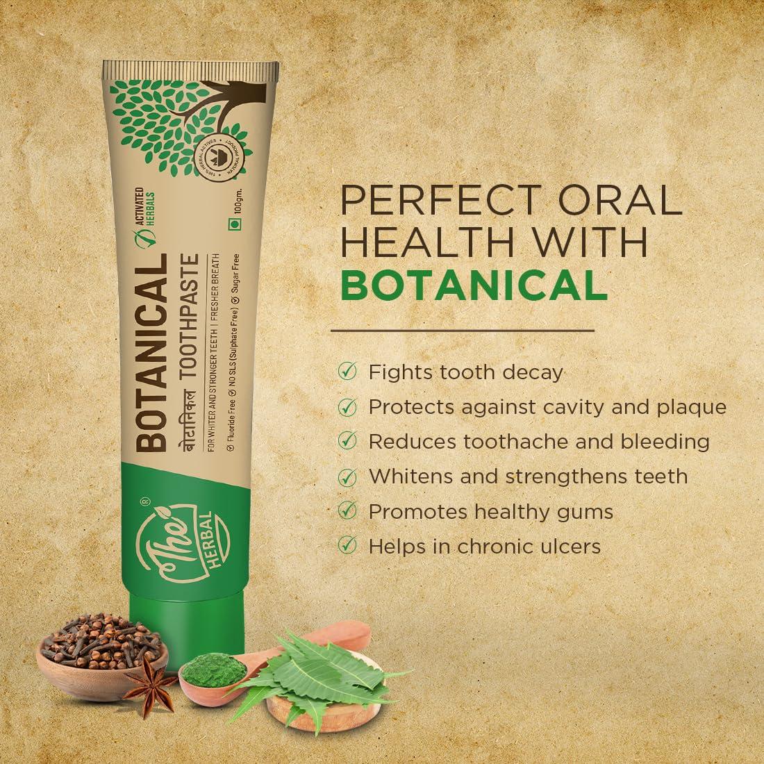 The Herbal The Herbal Botanical Toothpaste100g | 100% Herbal Actives Oral Care & Toothpaste | Toothpaste For White Teeth, Stronger Teeth and Fresh Breath | Sls Free Toothpaste, Sugar Free | Pack of 6