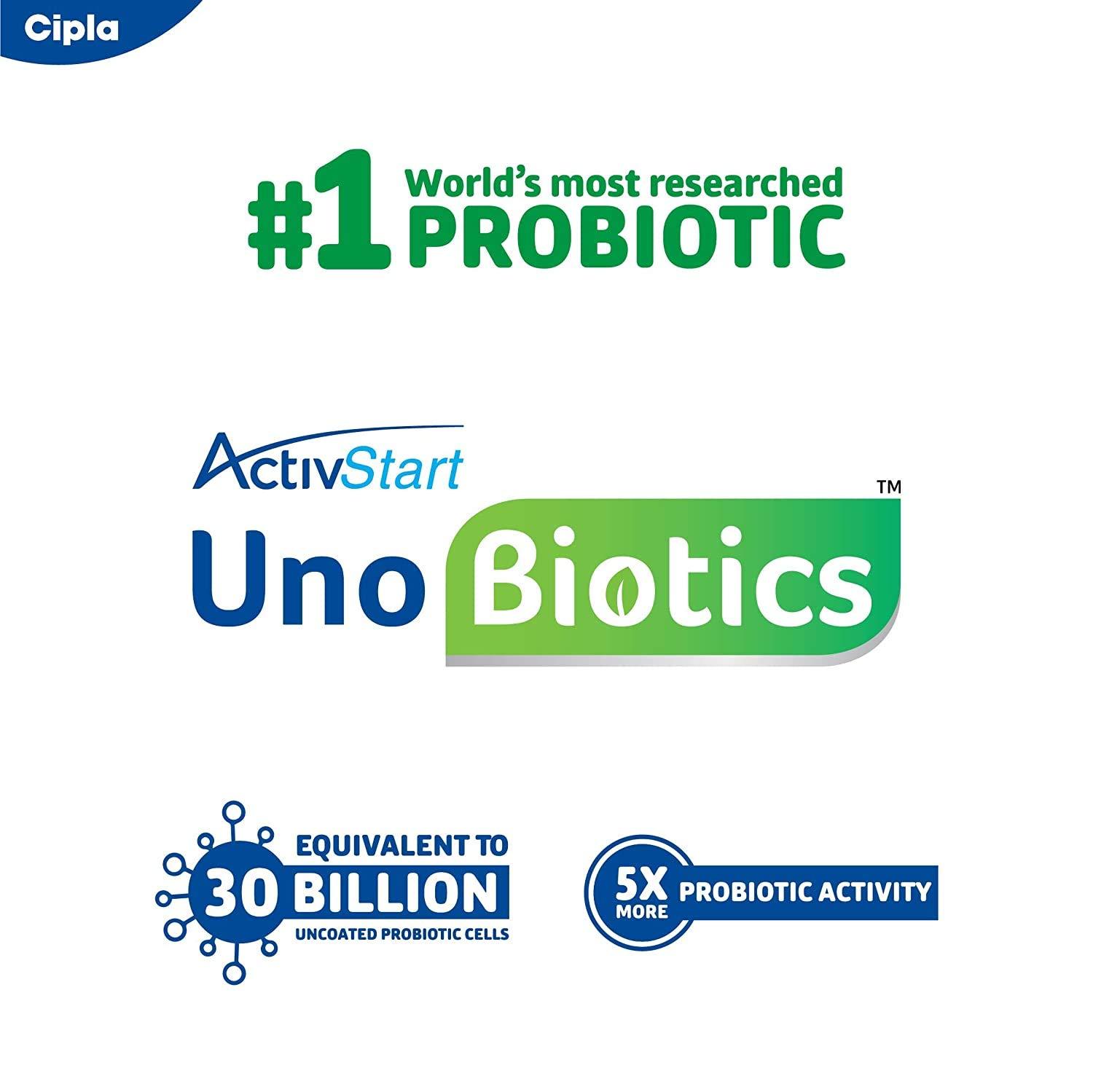 Cipla Cipla Activstart Unobiotics With Probiotic Activity | Helps Build Immunity | Probiotics for Adults - 10 Sachets