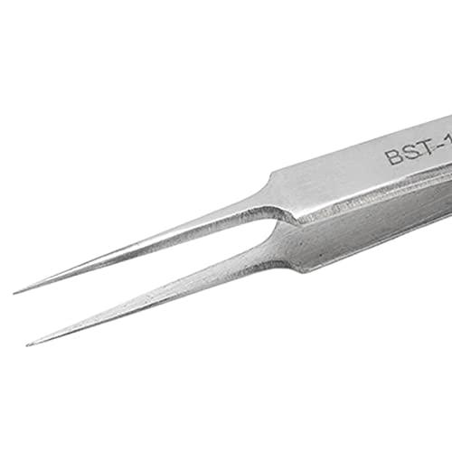 CH2-27APR23-BHN6RDMV Generic Industrial Tweezer, Stainless Steel Comfortable Touch Impact Resistant Fine Point Tweezer Anti Acid Rust Resistance High Hardness for Microelectronics (14L) |
