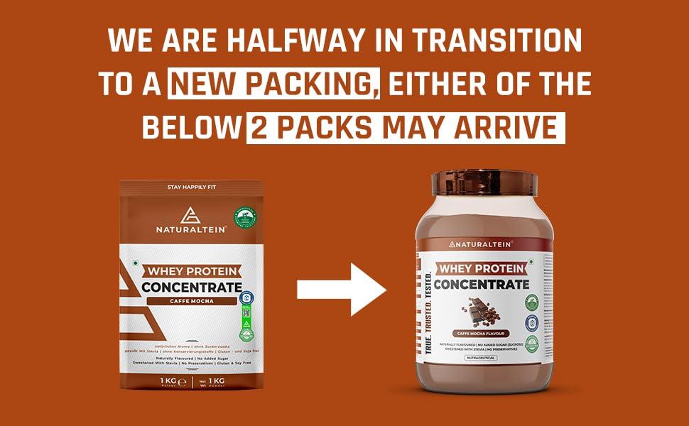 NATURALTEIN NATURALTEIN Natural Whey Protein Concentrate Caffe Mocha - 1 kg (Naturally flavored, Non GMO, No Artificial Sweeteners)