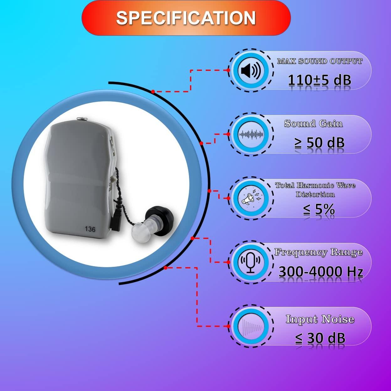 Enlinea Enlinea ENL-P136 Pocket Hearing Aid Machine For Ear Old Age | Suitable For Mild To Moderate Hearing Loss (Pack of 1)