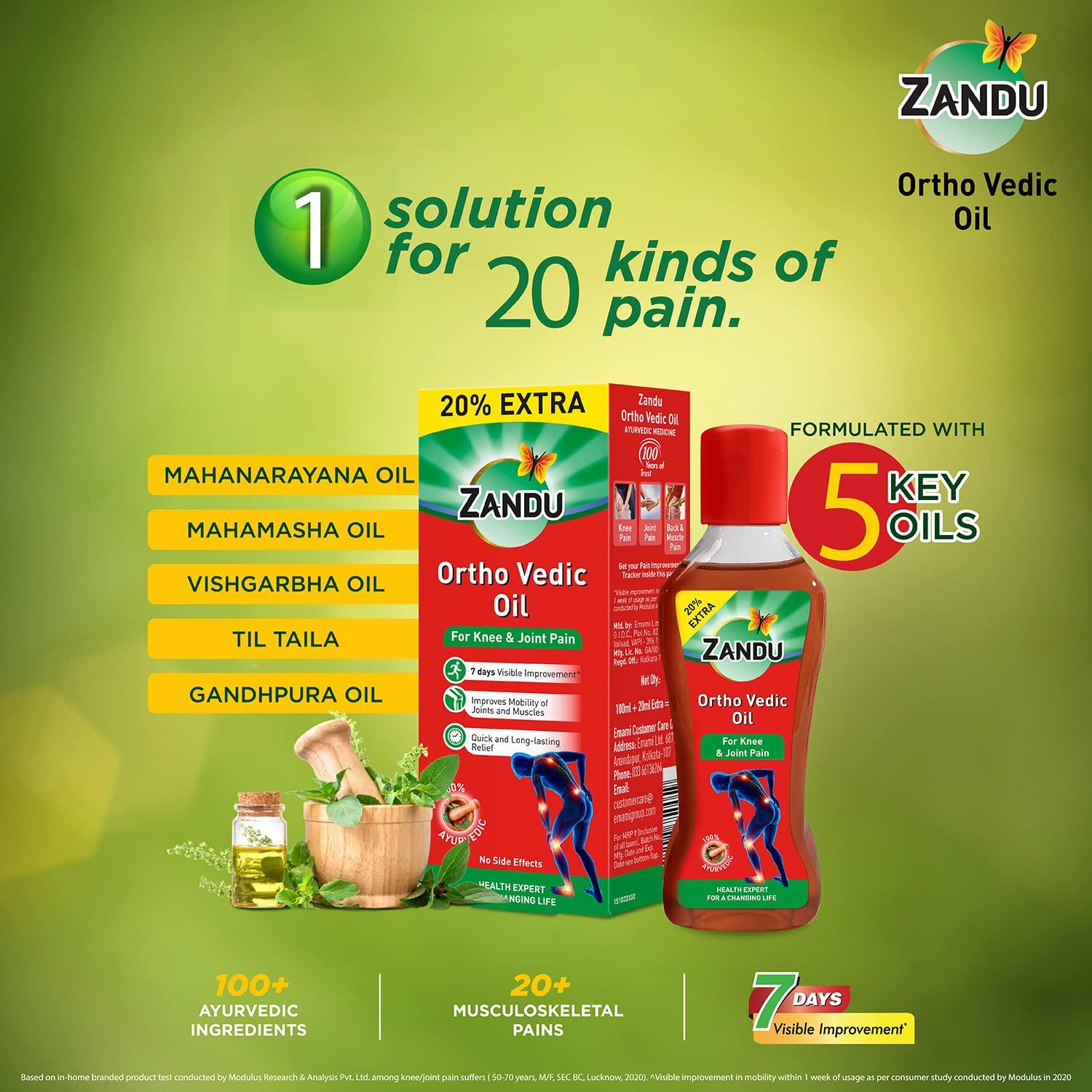 Zandu Zandu Balm 8 Ml Free With Zandu Ortho Vedic Oil 50 Ml Pack Of 2(10 Ml Extra)