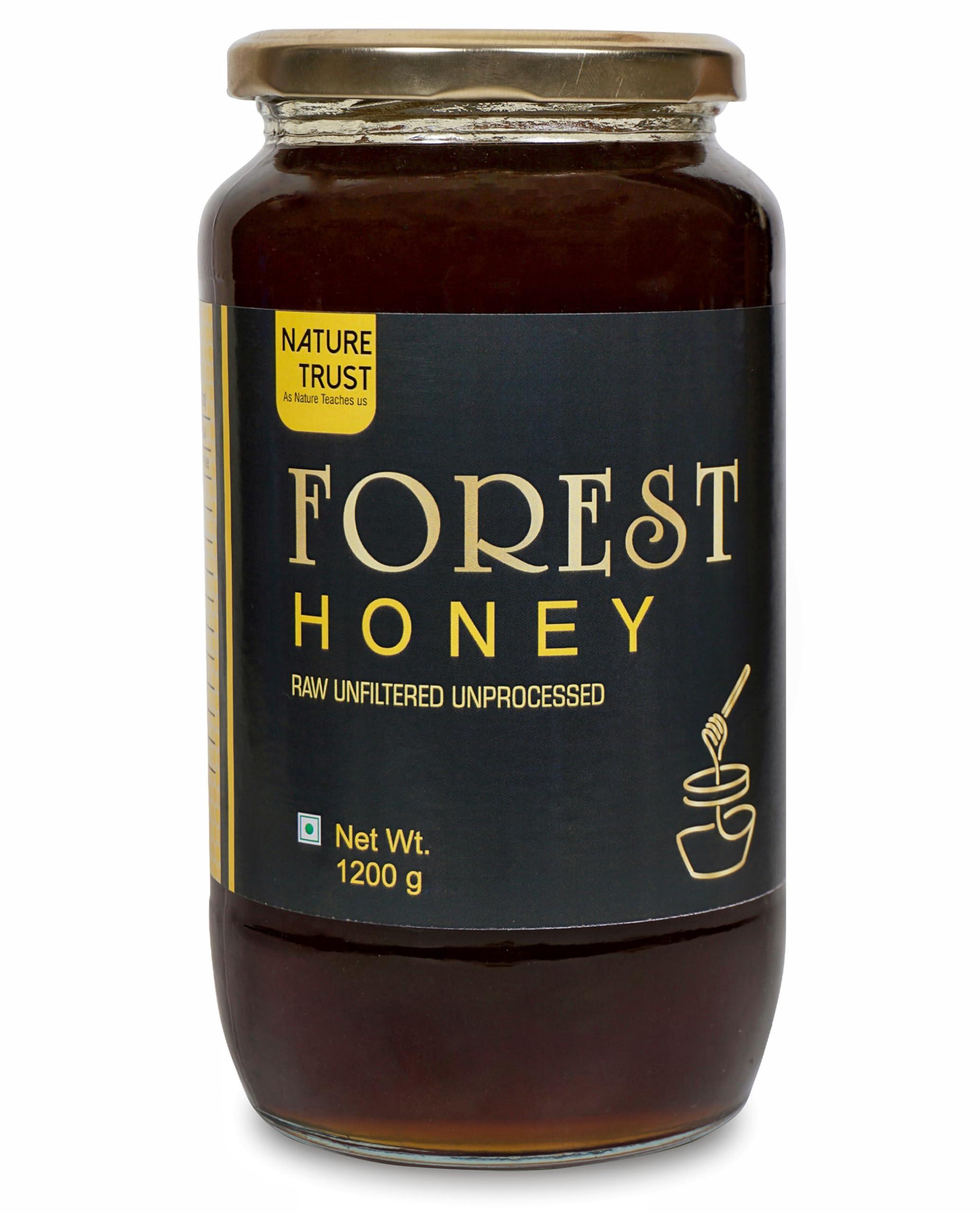 NATURE TRUST Nature Trust Raw Organic Forest Honey,1200 Gram, Wild, Unprocessed, Unheated, Non Pasteurized, Original Honey 100% Pure and Natural (1.2 Kg)