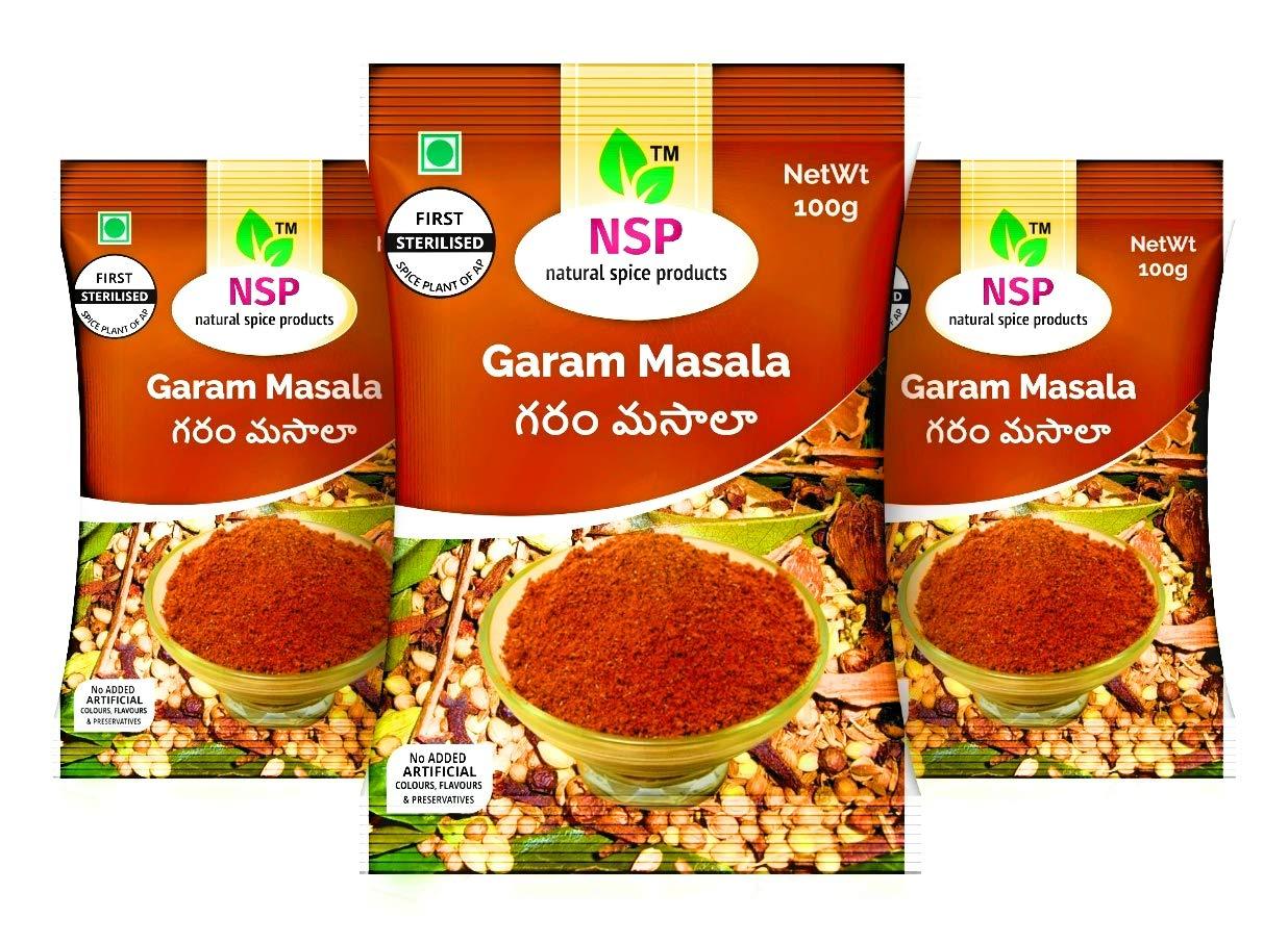 NSP natural spice products NSP Natural Spice Products Garam Masala | Naturally Processed with Natural Oils |Blended Spice for Authentic Taste and Colour |3x100gm (Pack of 3, 100g Each)