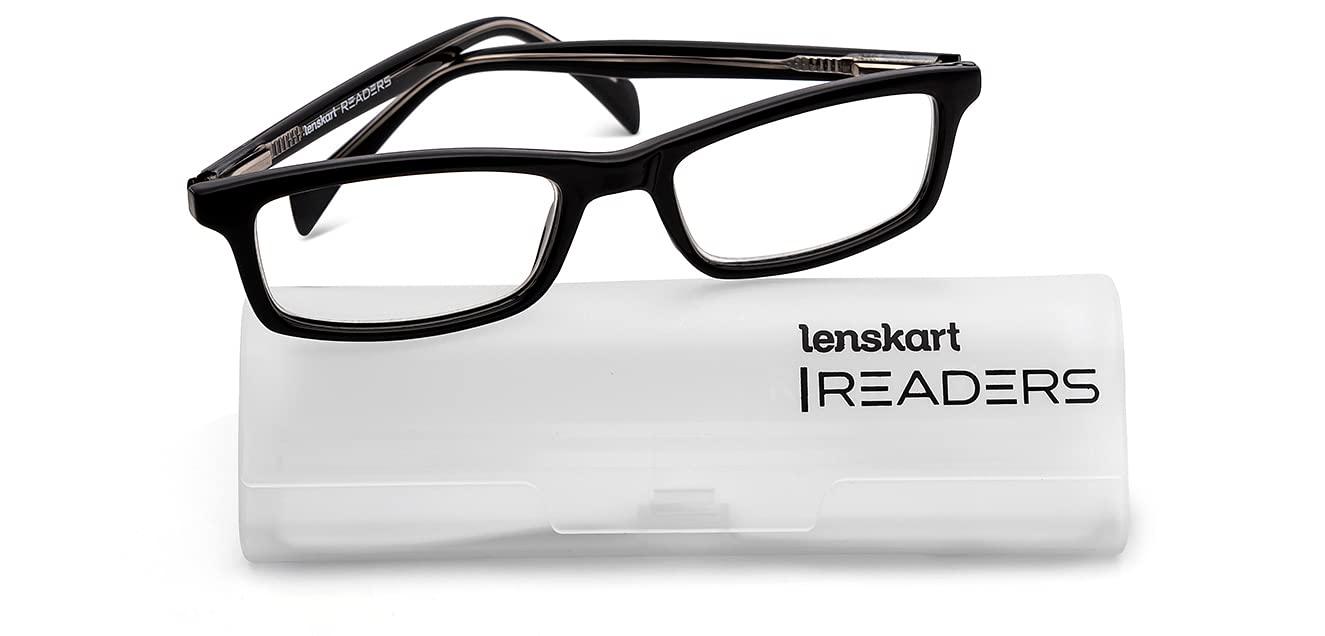 LENSKART PLUS Lenskart READERS | Black Rectangular Full Rim Reading Eyeglasses | For Men & Women | For 2.5 Power | LR E11058