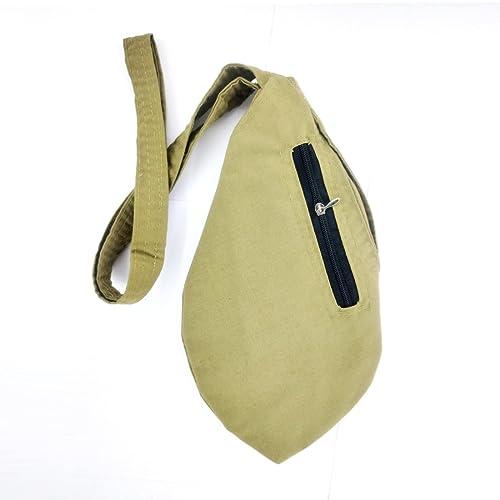 MAYAPURI MAYAPURI Pure Khadi Cotton Khaki Color Double Stitched Gomukhi Japa Mala Bag or Chanting Bag, Beads Bag with Zip Pocket and Sakshi Mala Counter