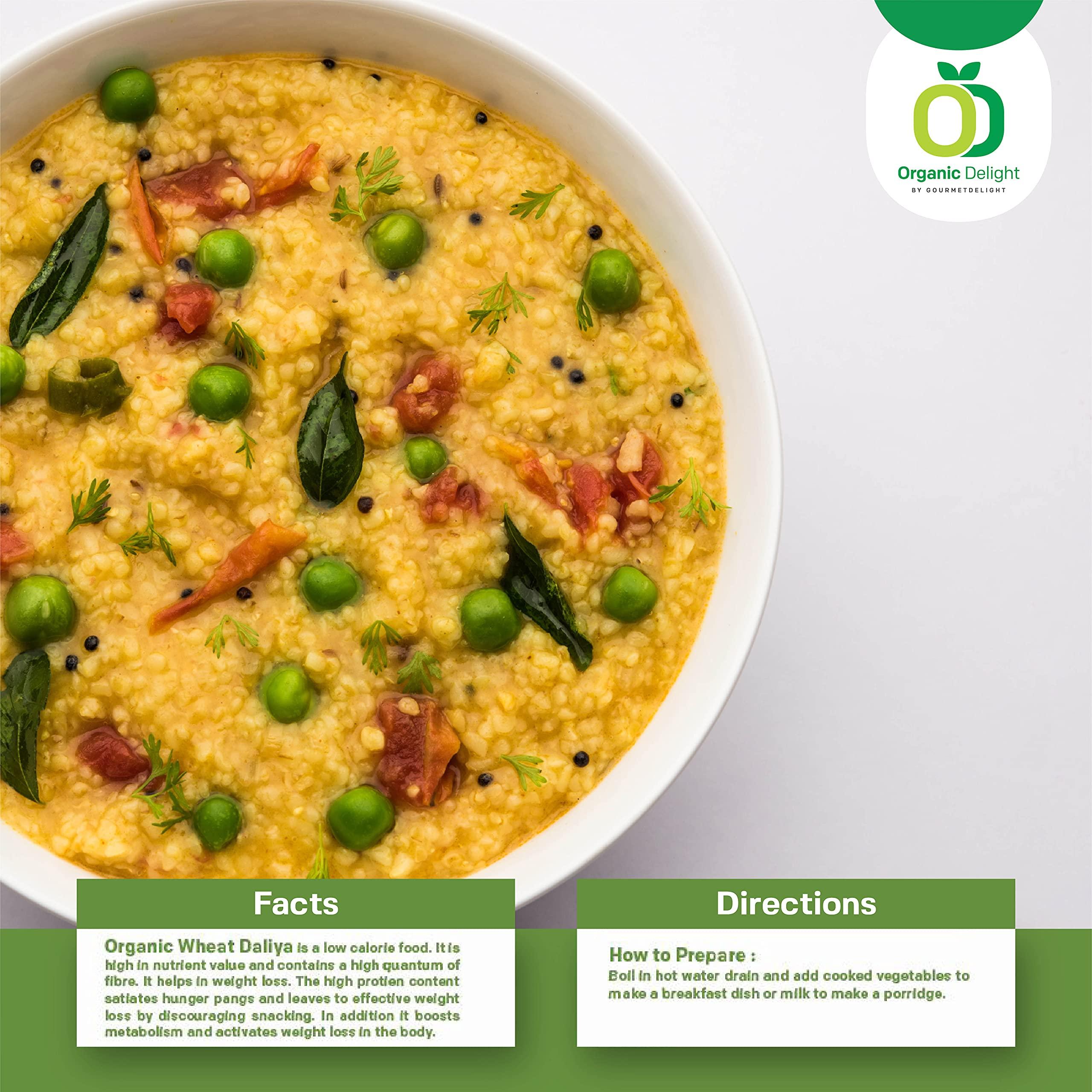 Organic Delight Organic Delight Wheat Daliya with High Fiber & Protein, Crushed Wheat Thuli for Used in Light Breakfast, Broken Wheat Gehu/Multi Grain Dalia (500g)