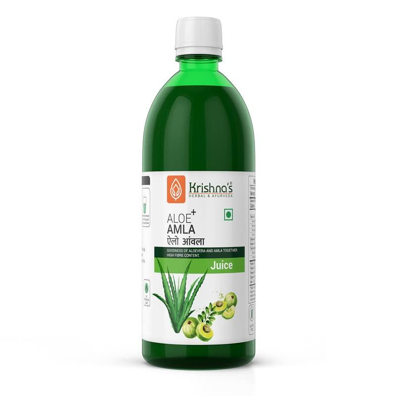 KRISHNA'S HERBAL & AYURVEDA Krishna\'s Aloe Vera Amla Mix Juice - 1000 ml | A Perfect Mix for Healthy Skin