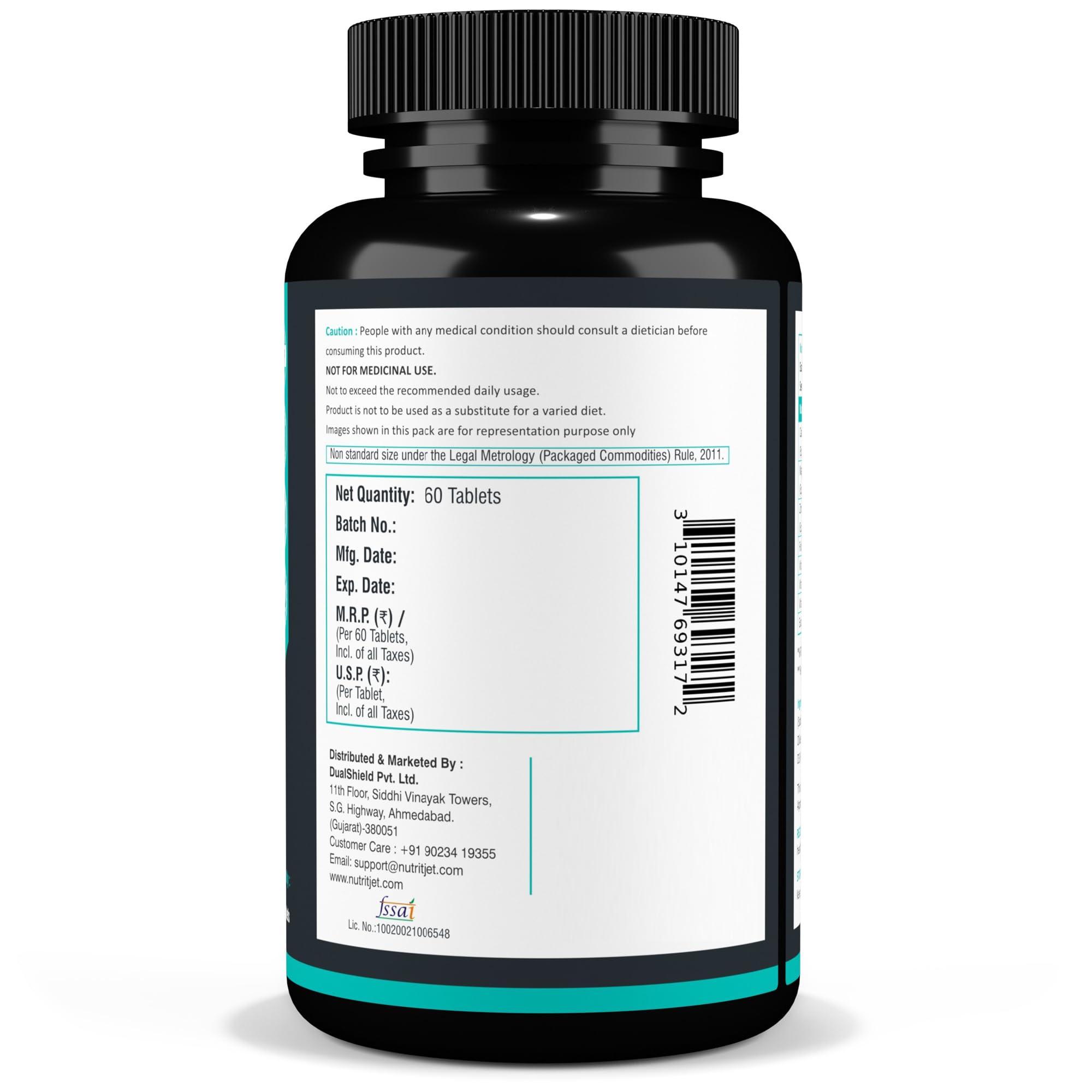 NutritJet NutritJet Calcium Magnesium Zinc Vitamin D3 Vitamin B12 & Vitamin K2 60 Vegetarian Tablets for Bone Health, Joint Support, and Immunity Support for Women & Men