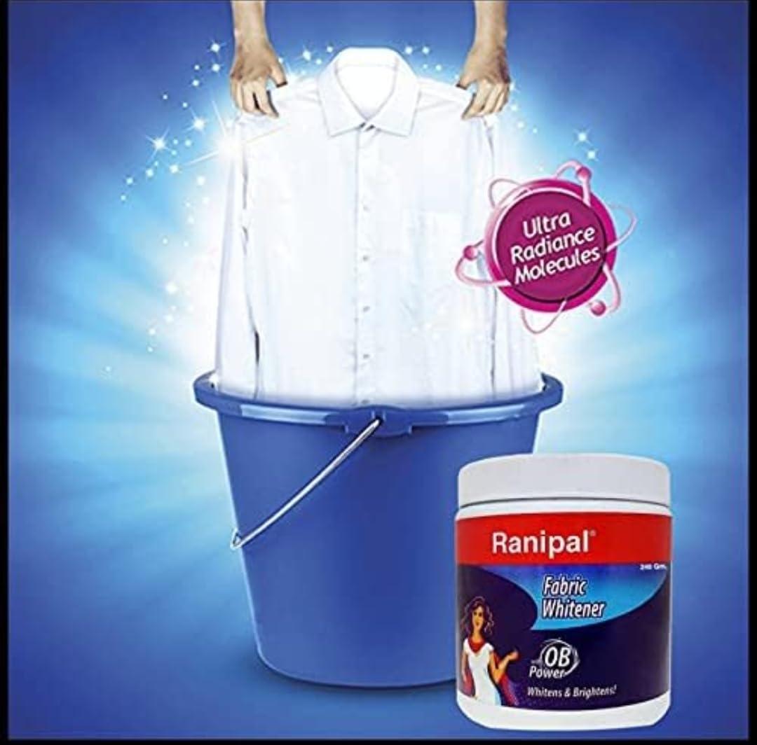 Generic Ranipal Fabric Whitener/Cloth Whitener for Your White and Colored Clothes | Ranipal Fabric Whitener Powder Detergent - Pack of 2 (240 Gm) With One Free key Ring