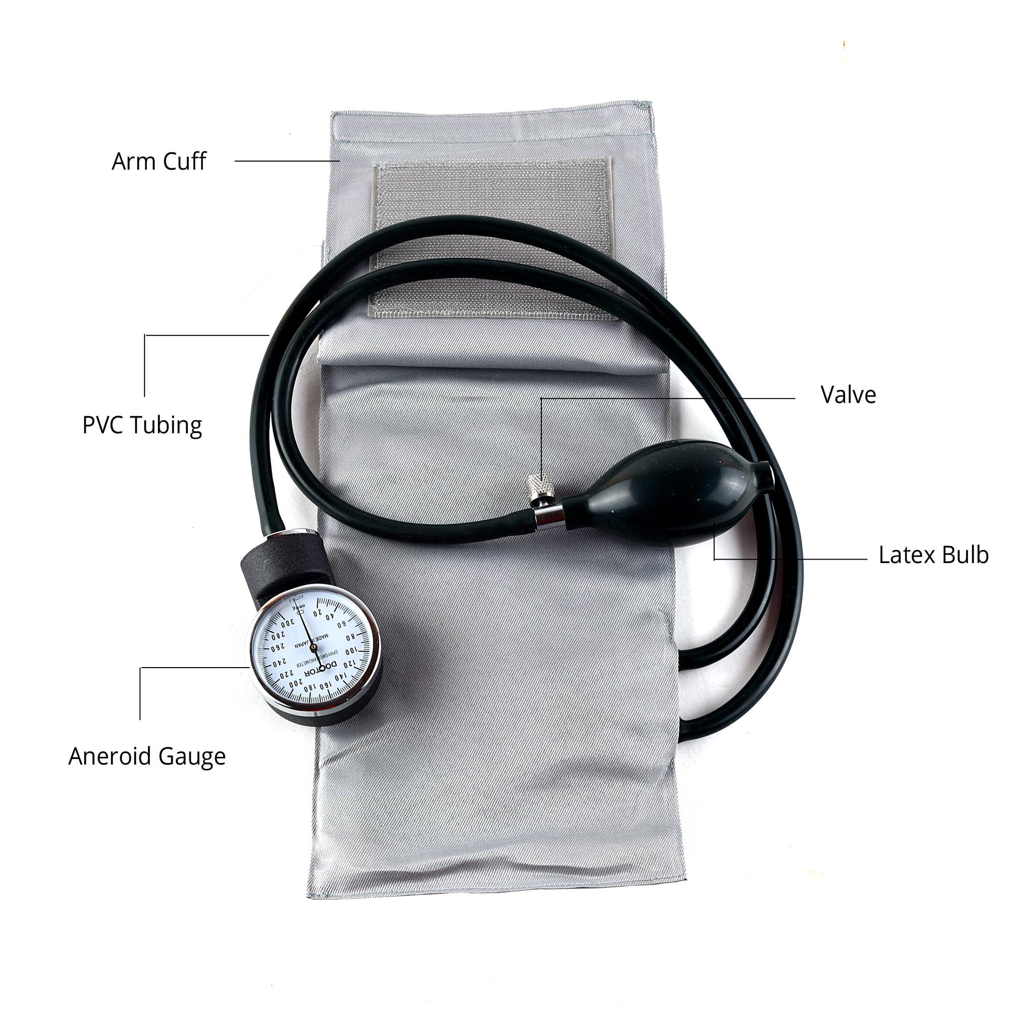 Dishan Dishan Doctor Blood Pressure Monitor Upper Arm Manual BP With Cuff, Rubber Valve Bp Monitor (Grey)