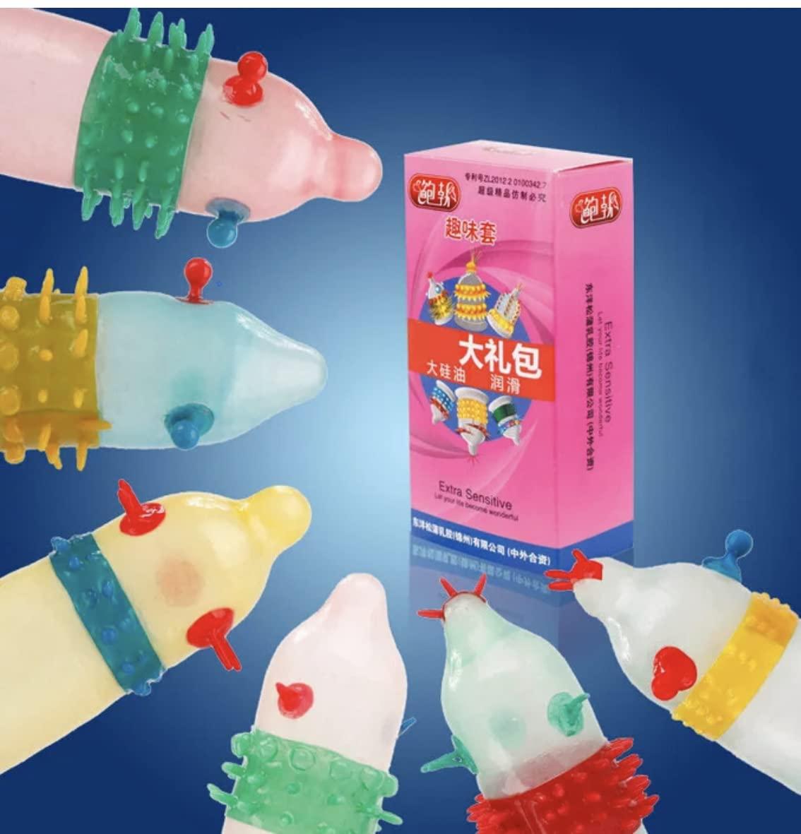 OSQUI OSQUI Extra Long Dotted Time Delay Stimulate Love Spike Ribbed Bassed Climax Control Condoms For men (Pack Of 10 pcs)