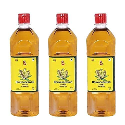 Bhuvanaeswari Bhuvanaeswari Cold Pressed Sesame Oil/Gingelly Oil, 1000 ml (Pack of 3)