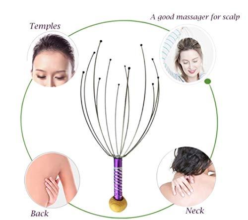 Genericc The Infinity Store Head Scalp Massager 2pcs Hand Held Therapeutic Head Scratcher Steel Wire Head Massager with Wooden Handle for Home Spa Relief and Relaxation (Pack of-1)