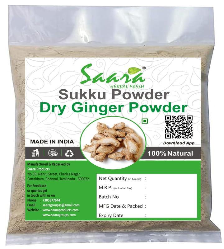 SAARA Saara HERBAL FRESH Sukku Powder, 300g, Sonth, Chukku, Sunth, Sabut Saunth, Dry Ginger Powder, Shunthi Churna, (pack of 3 x 100g)