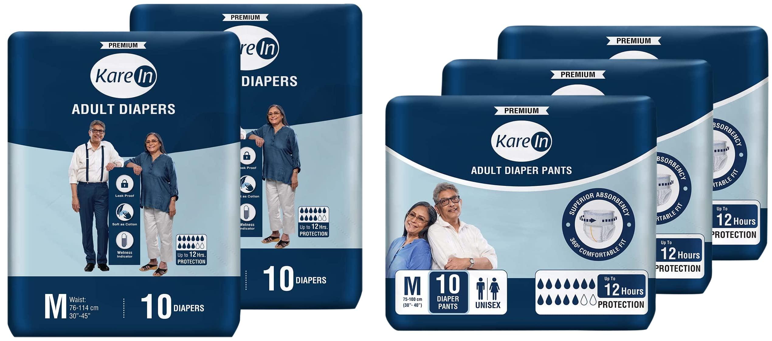 KareIn Kare In Premium Adult Diaper Pants, Medium - 30 Count & Kare In Premium Adult Diapers, Medium, 20 Count