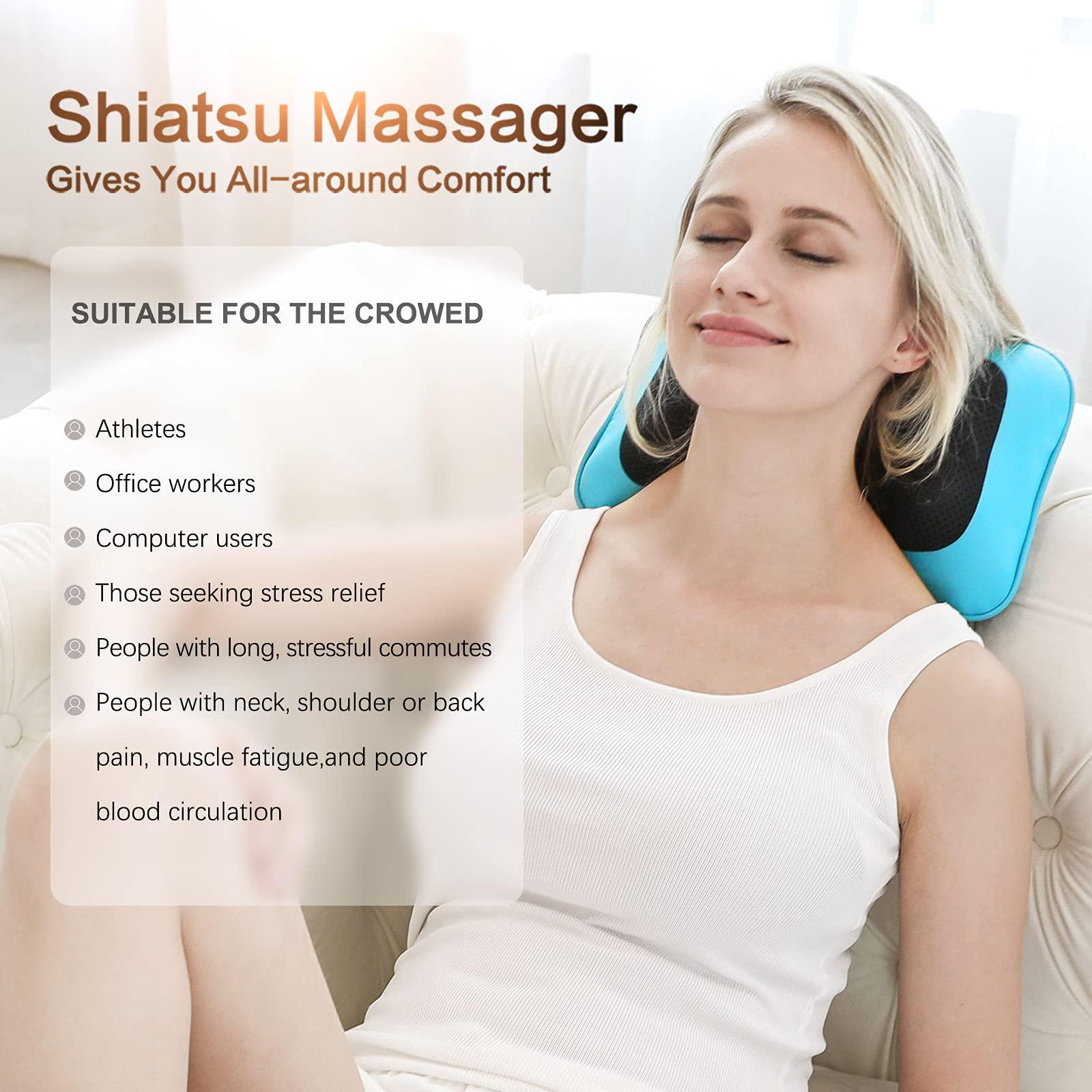 Mo Cuishle Shiatsu Neck Back Massager Pillow with Heat - Deep Tissue Kneading Massage for Back