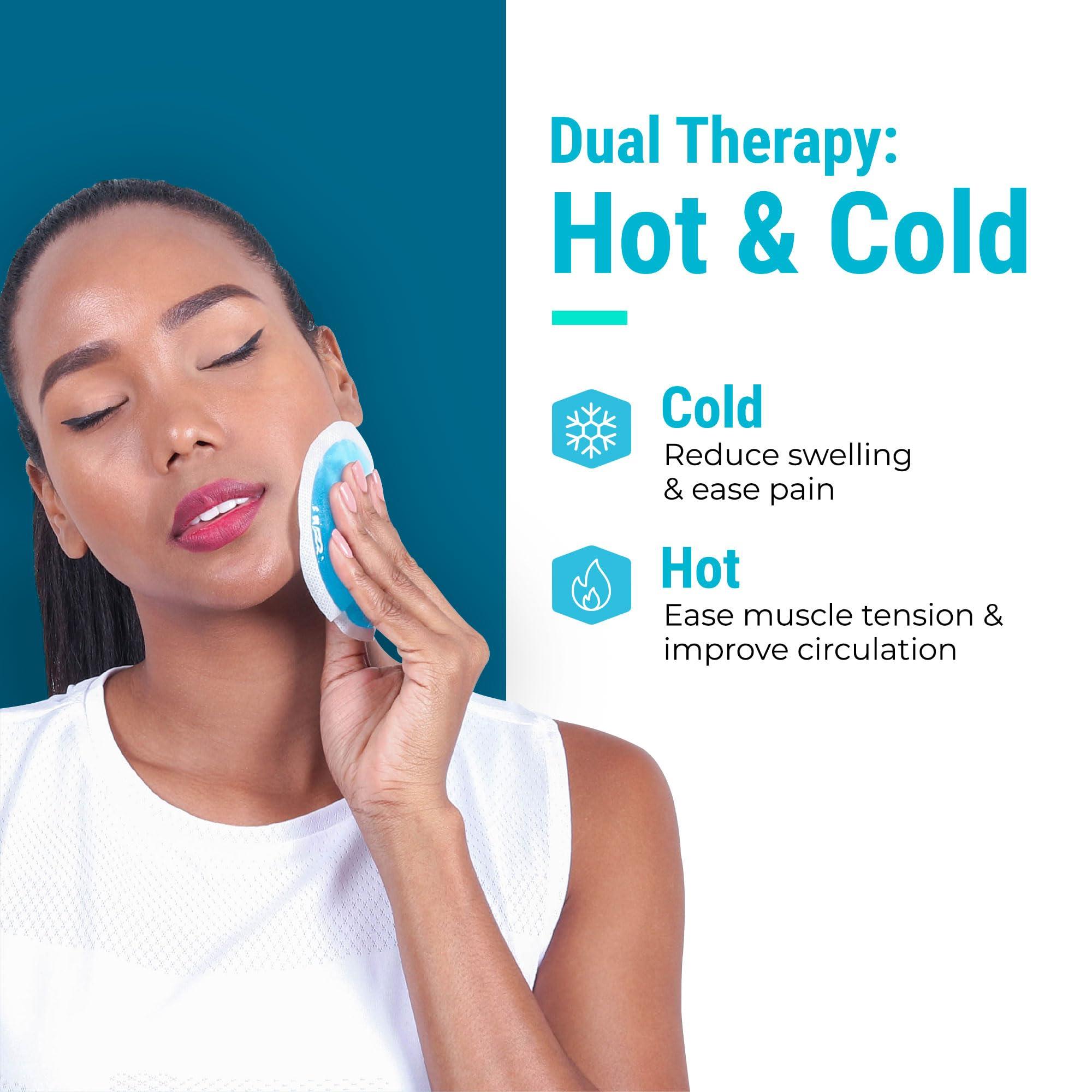 ICEWRAPS ICEWRAPS Round Reusable Hot or Cold Gel Ice Packs with Cloth Backing for Wisdom Teeth, Breastfeeding, Tired Eyes, Kids Injuries, Headaches, Sinus Relief (Blue) - Pack of 5