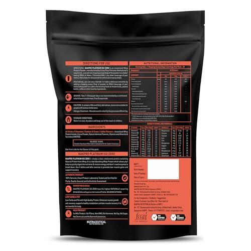 NAKPRO NAKPRO PLATINUM ISO ZERO 100% Whey Protein Isolate | Added Vitamins & Minerals | Easy Mixing, Easy Digesting Whey Protein Supplement Powder for Men, Women & Athletes (500g, Double Rich - Chocolate)