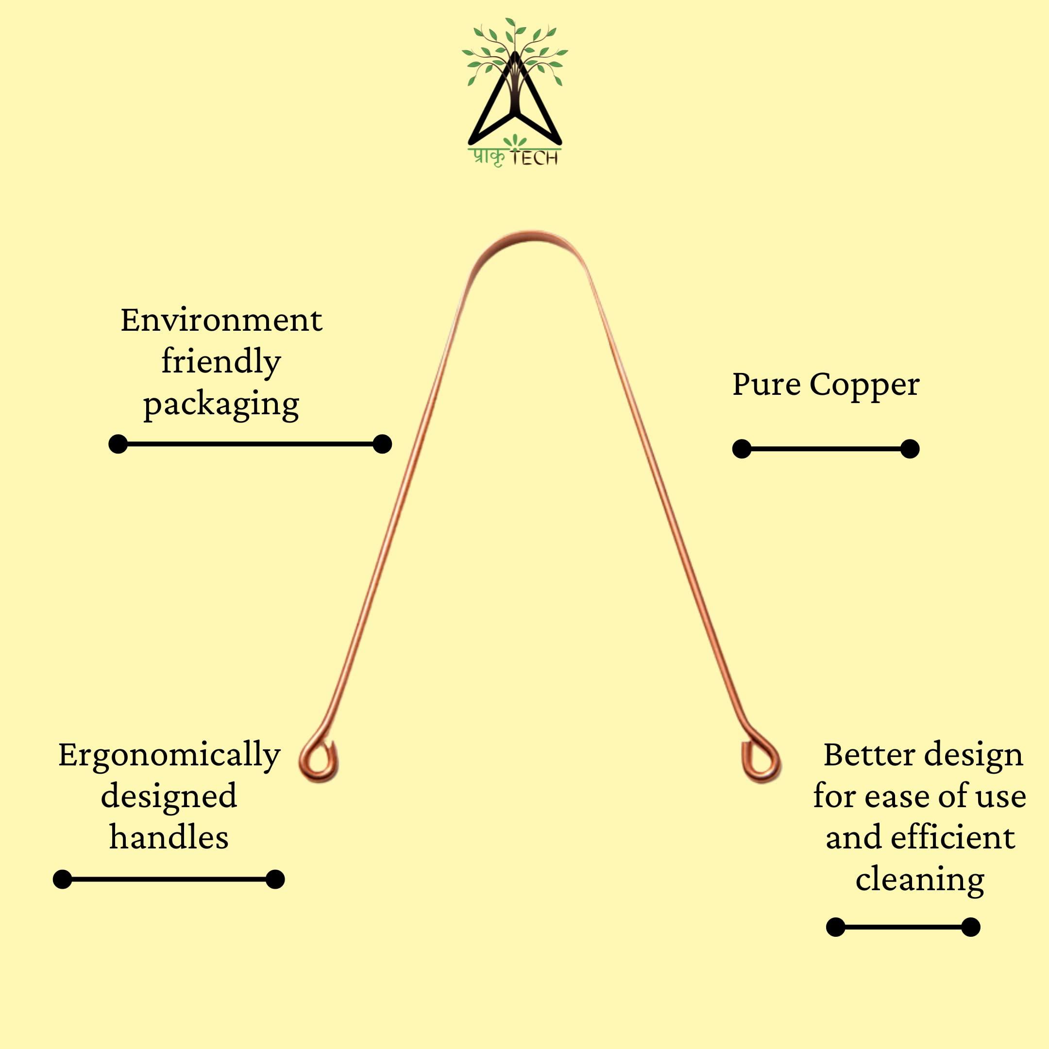 Prakrtech PRAKRTECH Copper Tongue Scraper for toungue cleaning,Antimicrobial, Comfortable handle, Oral hygiene gift (4)