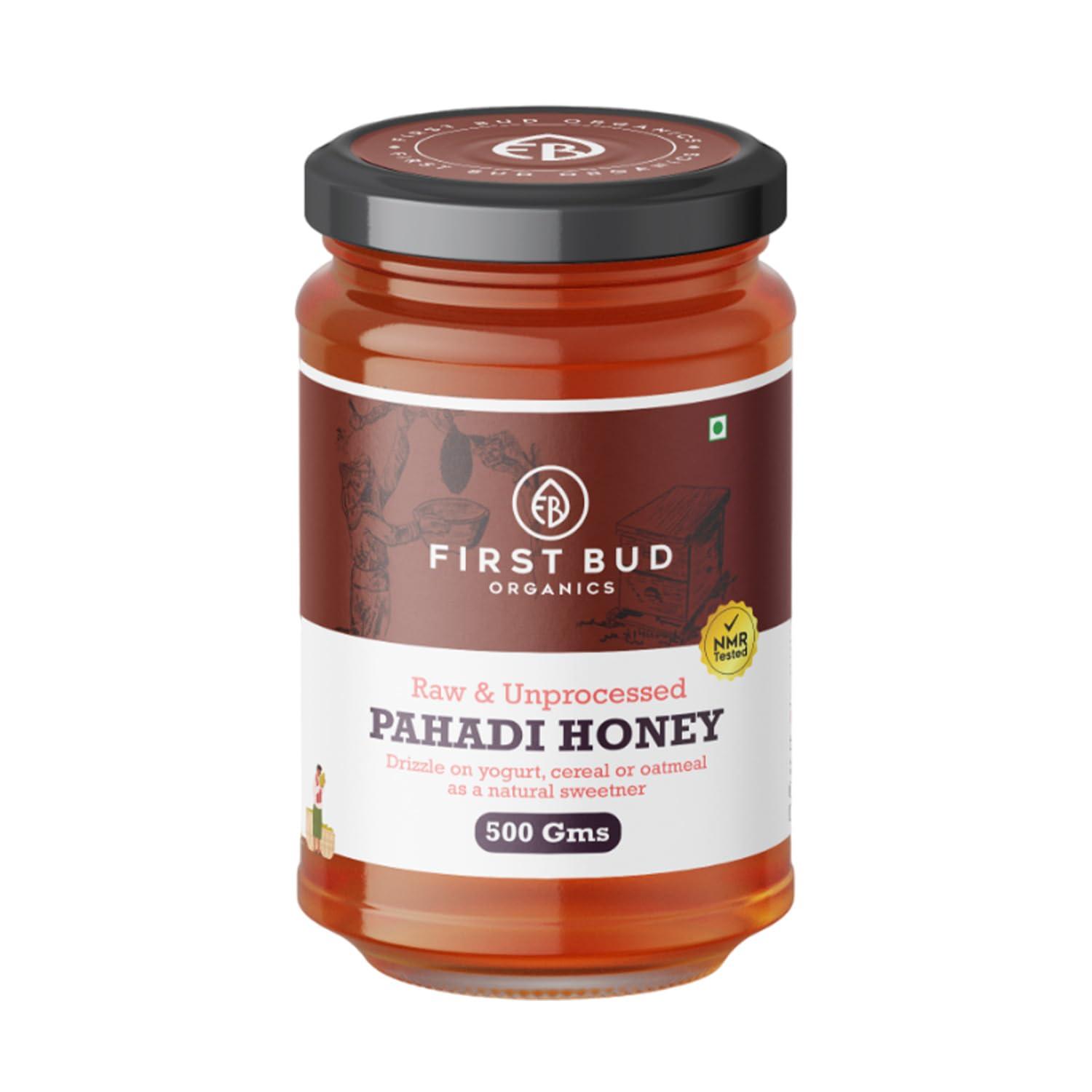 First Bud Organics First Bud Organics - Pahadi Honey (500g) | Organic Raw Honey NMR Tested | Pure Natural Honey in Fresh Packaging | Wild Forest Raw Organic Honey Unprocessed