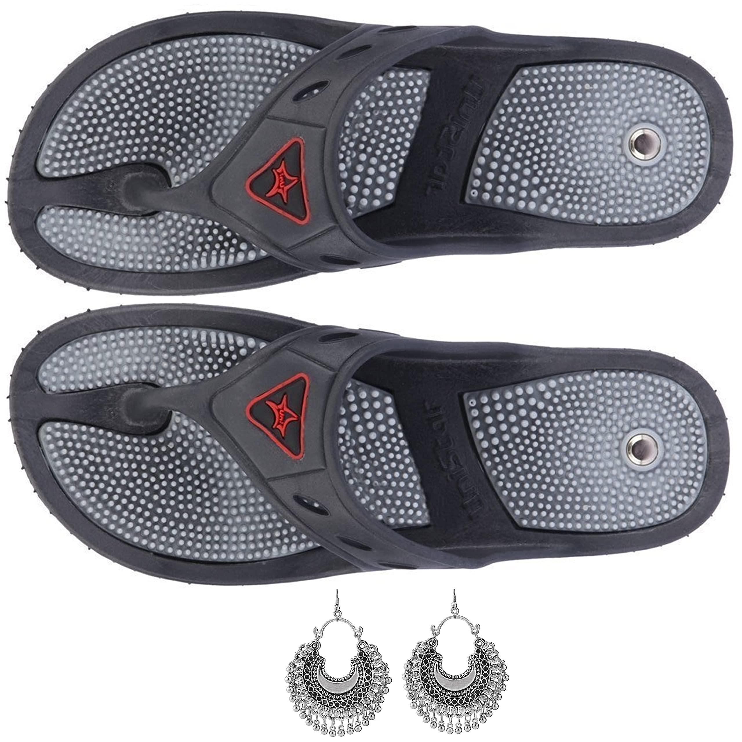 Super India Store Super India Store Acupressure Slippers Sandals (Unisex) for Pain Relief & Total Health Care (GH-01- GREY -SIZE-06)